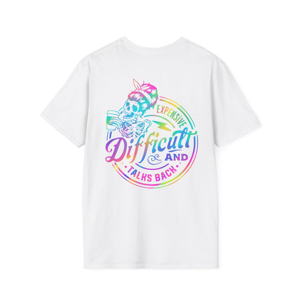 Double-sided Difficult and Talks Back T-Shirt — Colorful Skull Sailor Graphic Tee