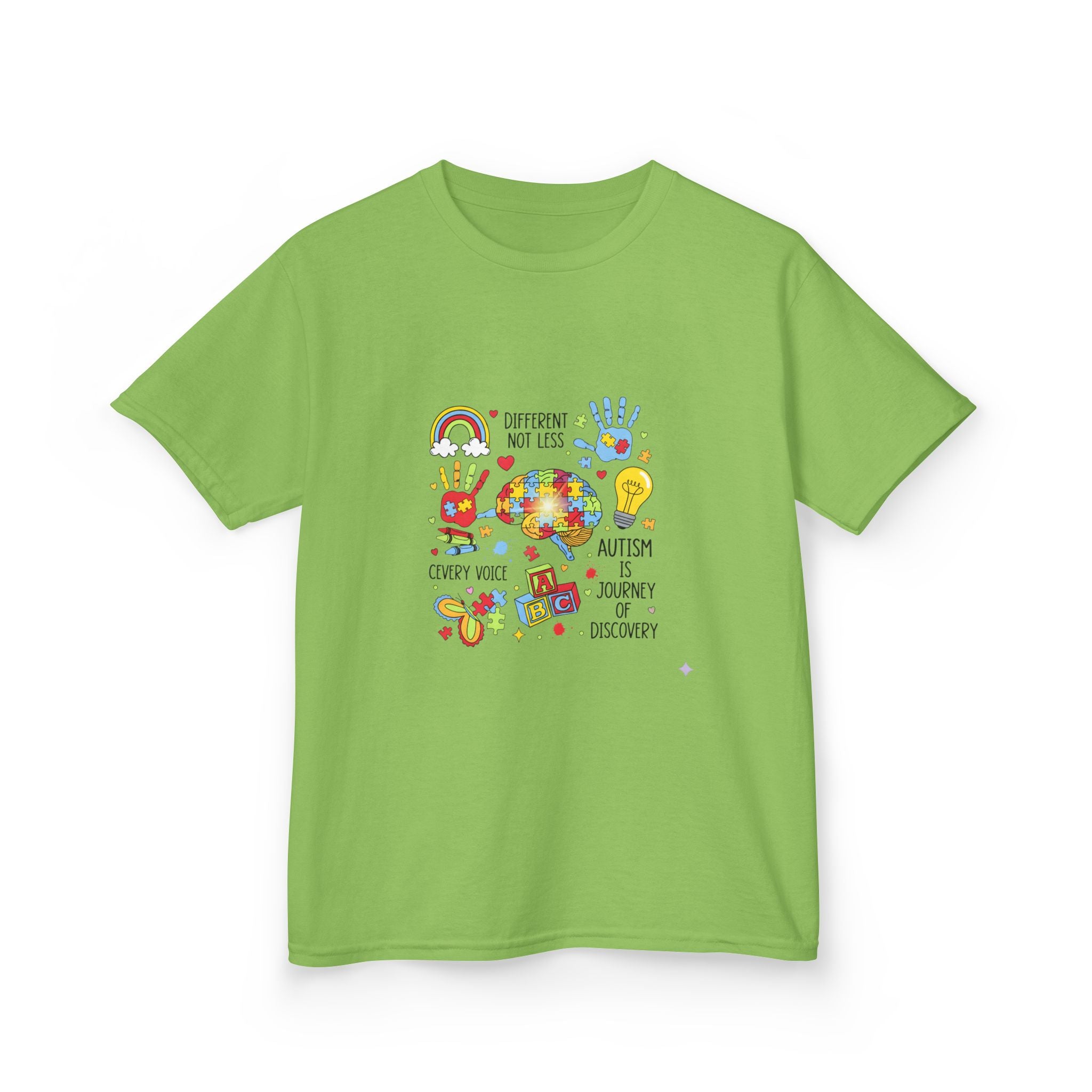 Autism Awareness Kids Tee — Colorful Puzzle Heart & Hands Design