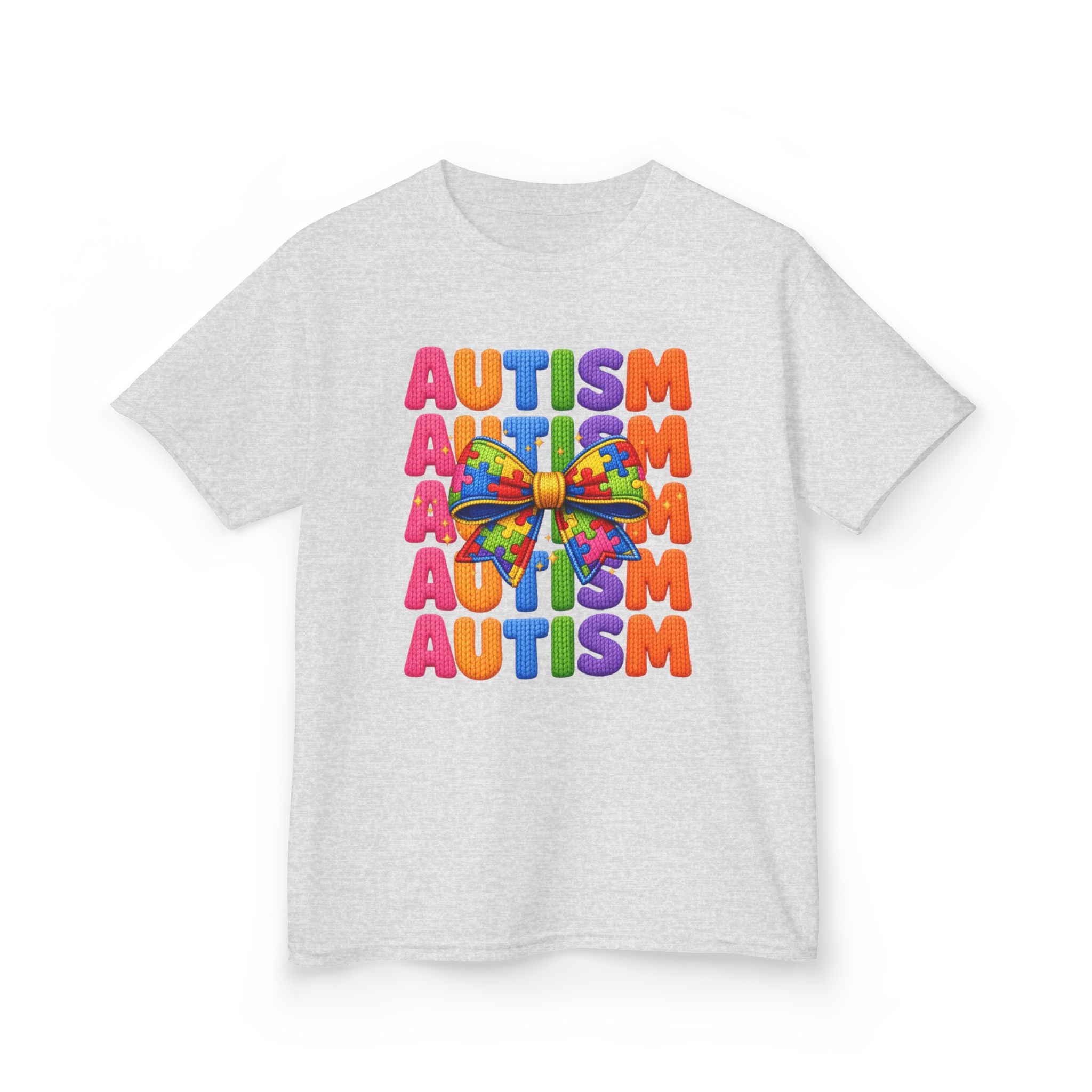 Kids Autism Awareness T-Shirt — Colorful Puzzle Ribbon Design
