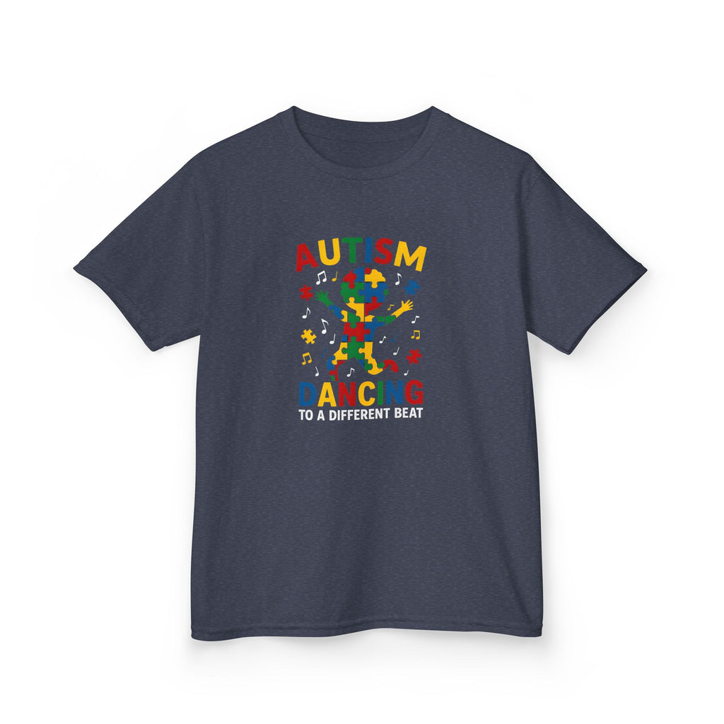 Kids T-Shirt — 'Autism Dancing' Colorful Puzzle-Child Silhouette Tee