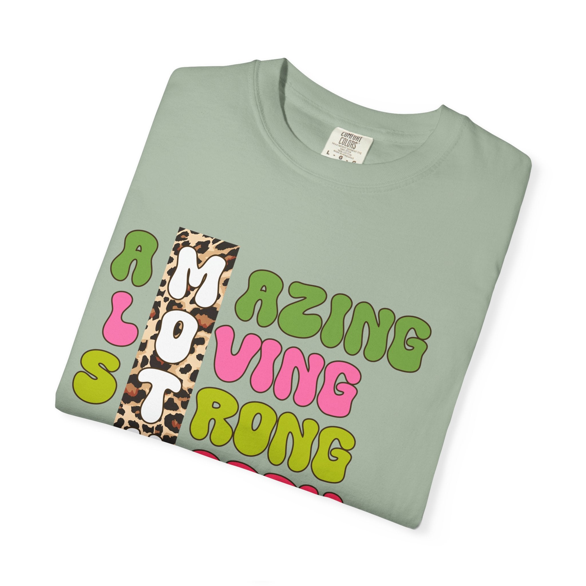 Mother Acrostic Graphic T-Shirt — Retro Bubble Letters & Leopard Accent