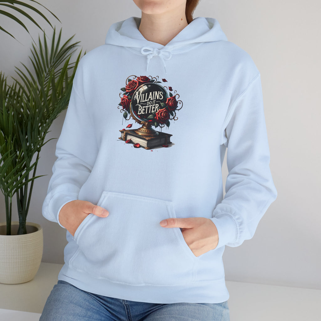 Villains Are Better Hoodie — Gothic Book & Rose Graphic Sweatshirt