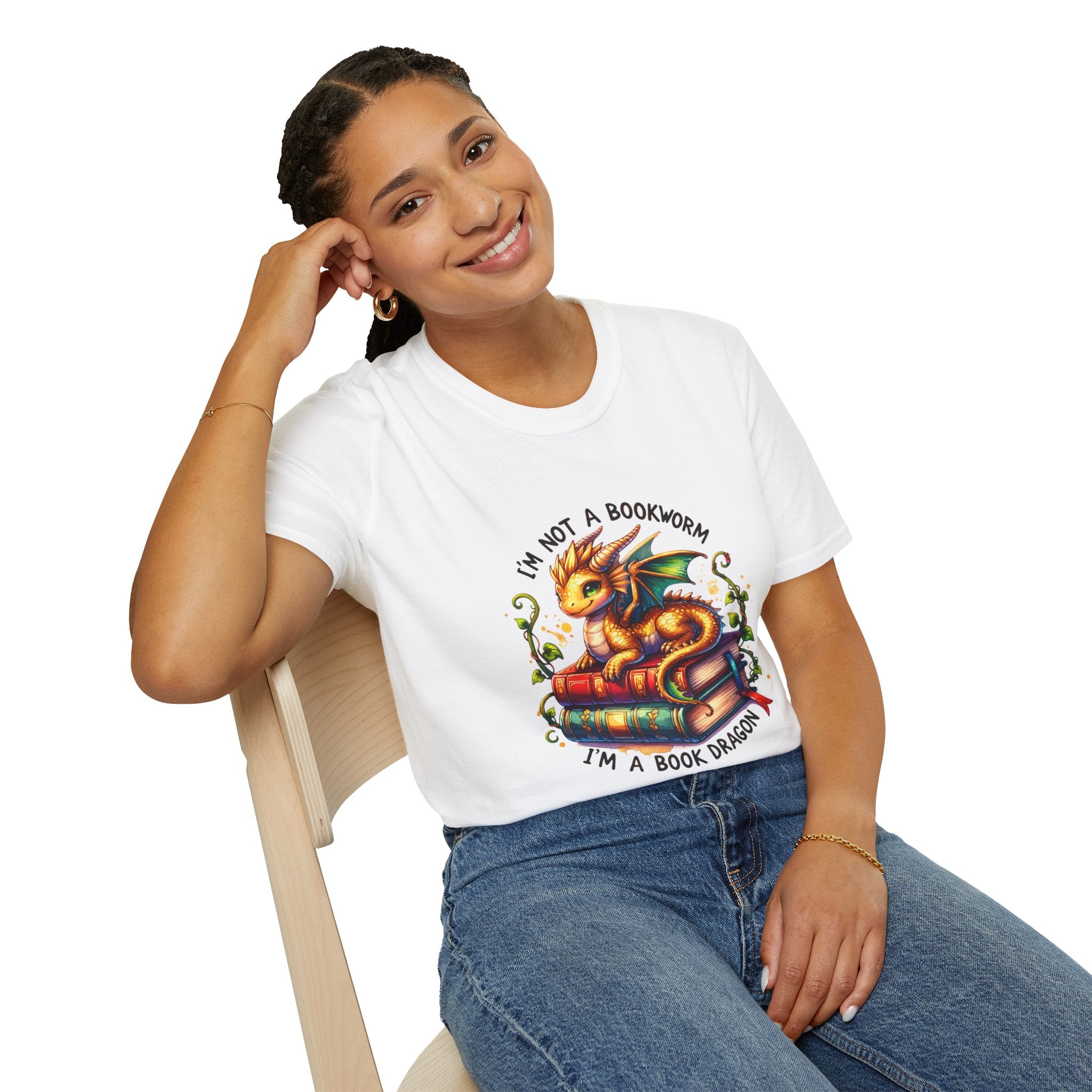 Book Dragon T-Shirt — "I'm Not a Bookworm, I'm a Book Dragon" Reading Tee