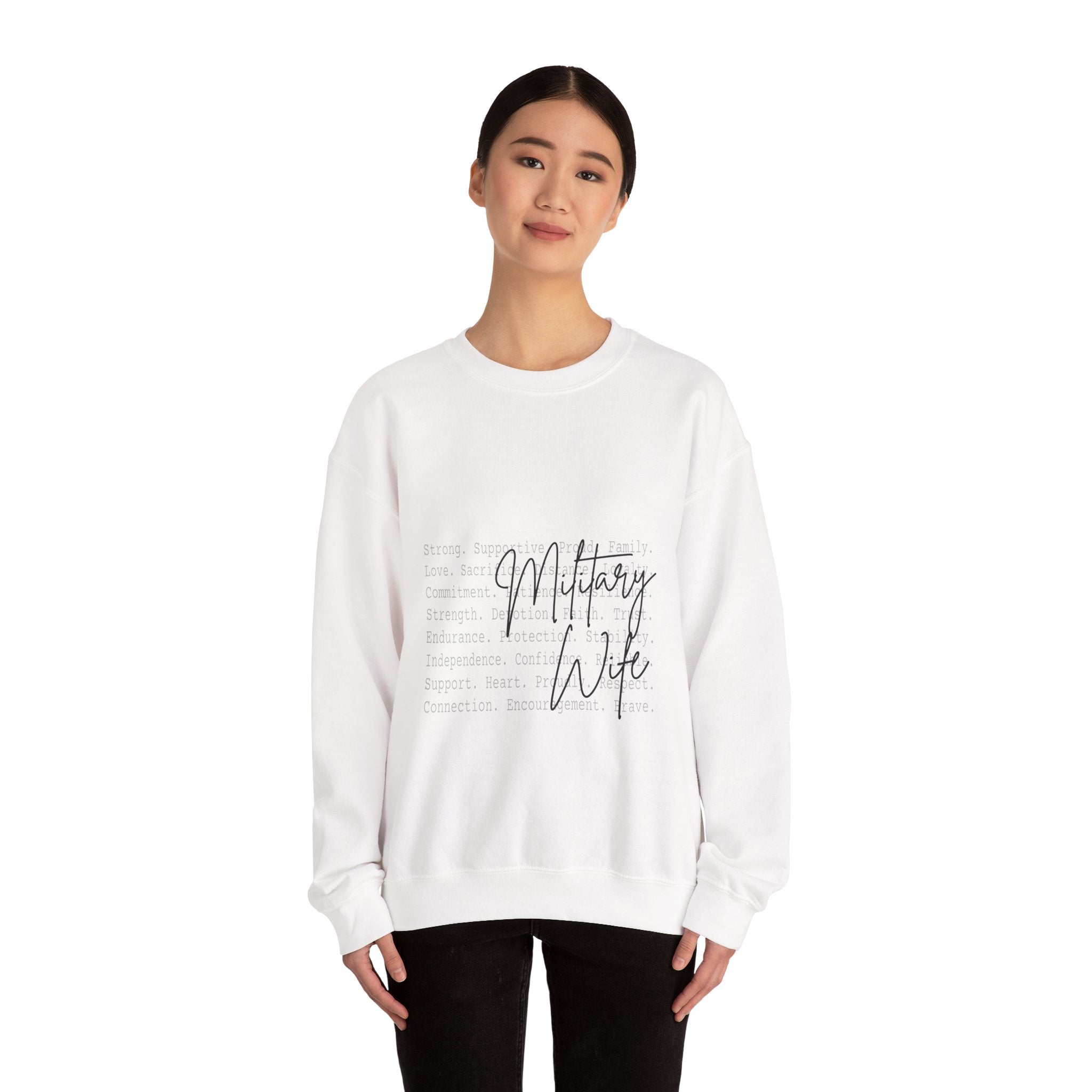 Military Wife Crewneck Sweatshirt – Soft White Tribute Pullover