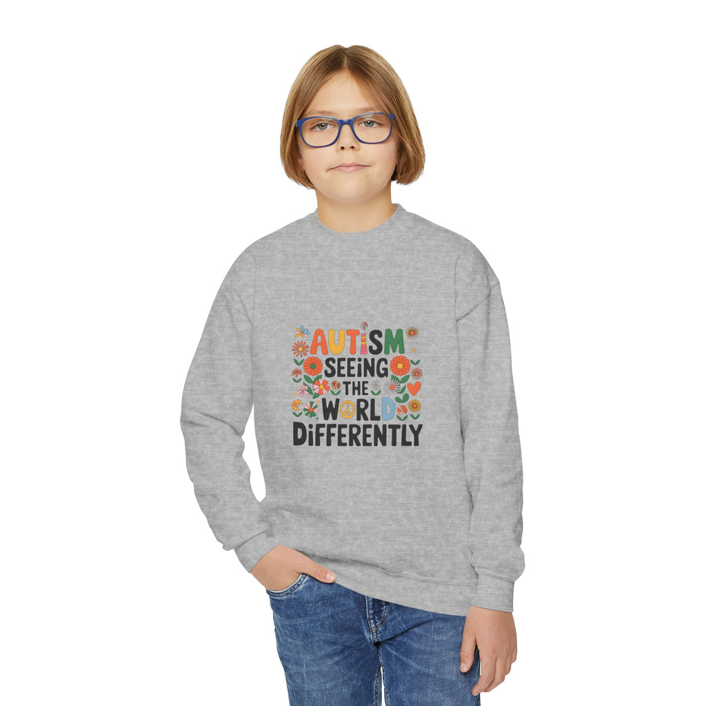 Autism Seeing the World Differently Youth Crewneck Sweatshirt