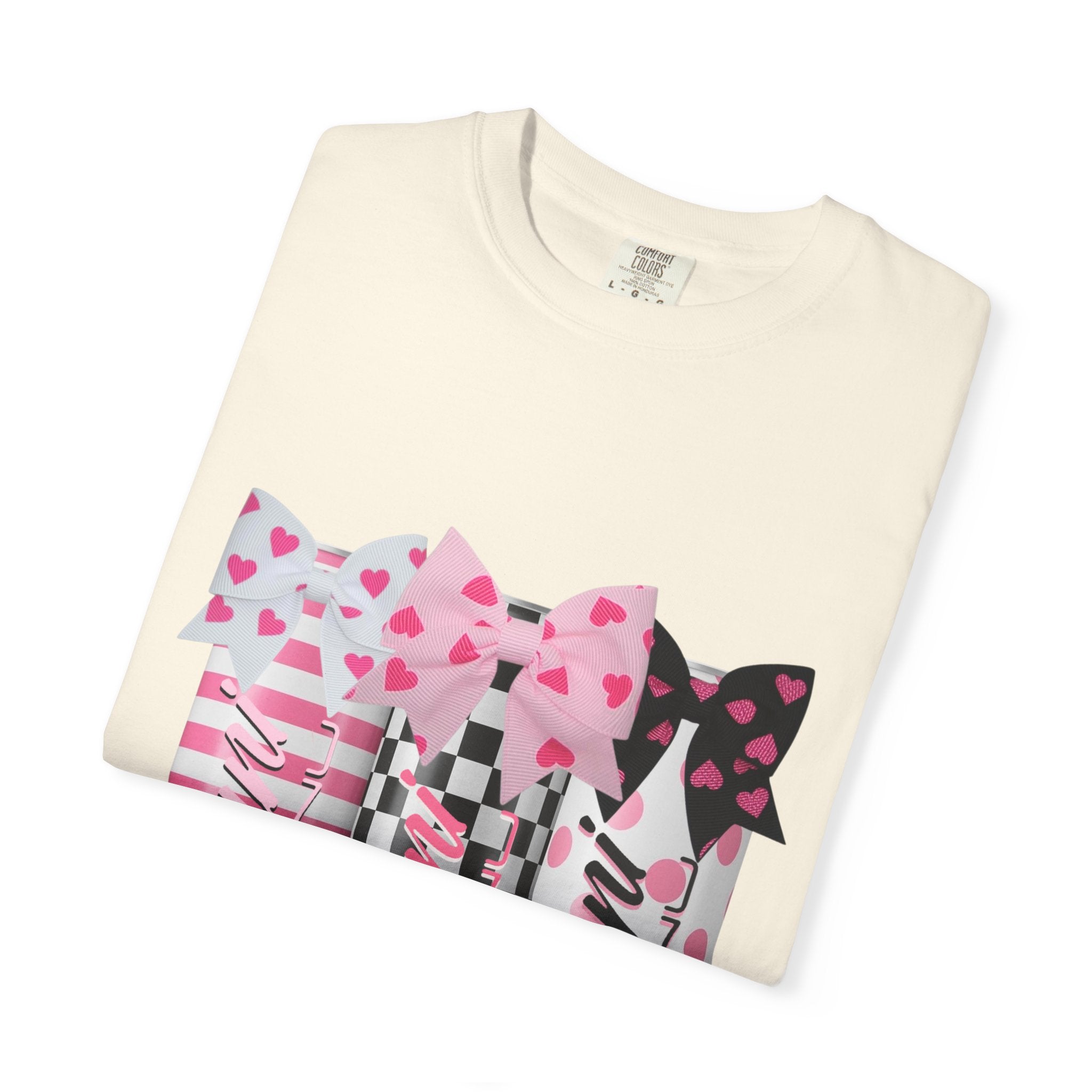 Lipstick Trio Graphic T-Shirt — Pink Bow Cosmetic Design