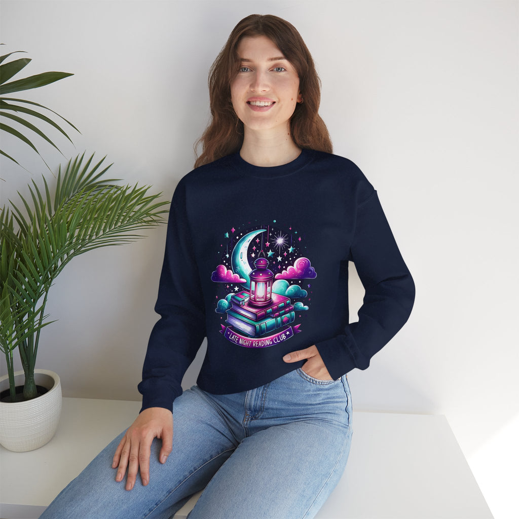 Mystical Reading Crewneck Sweatshirt — "Let Your Magic Bloom" Book & Lantern Design