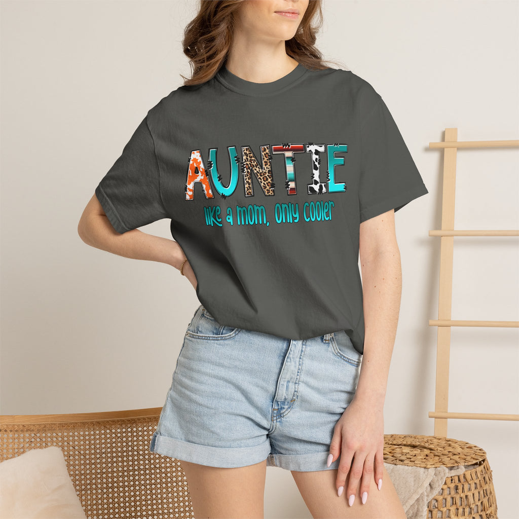 Auntie Graphic Tee — "Auntie like a mom, only cooler" Cute Family Gift