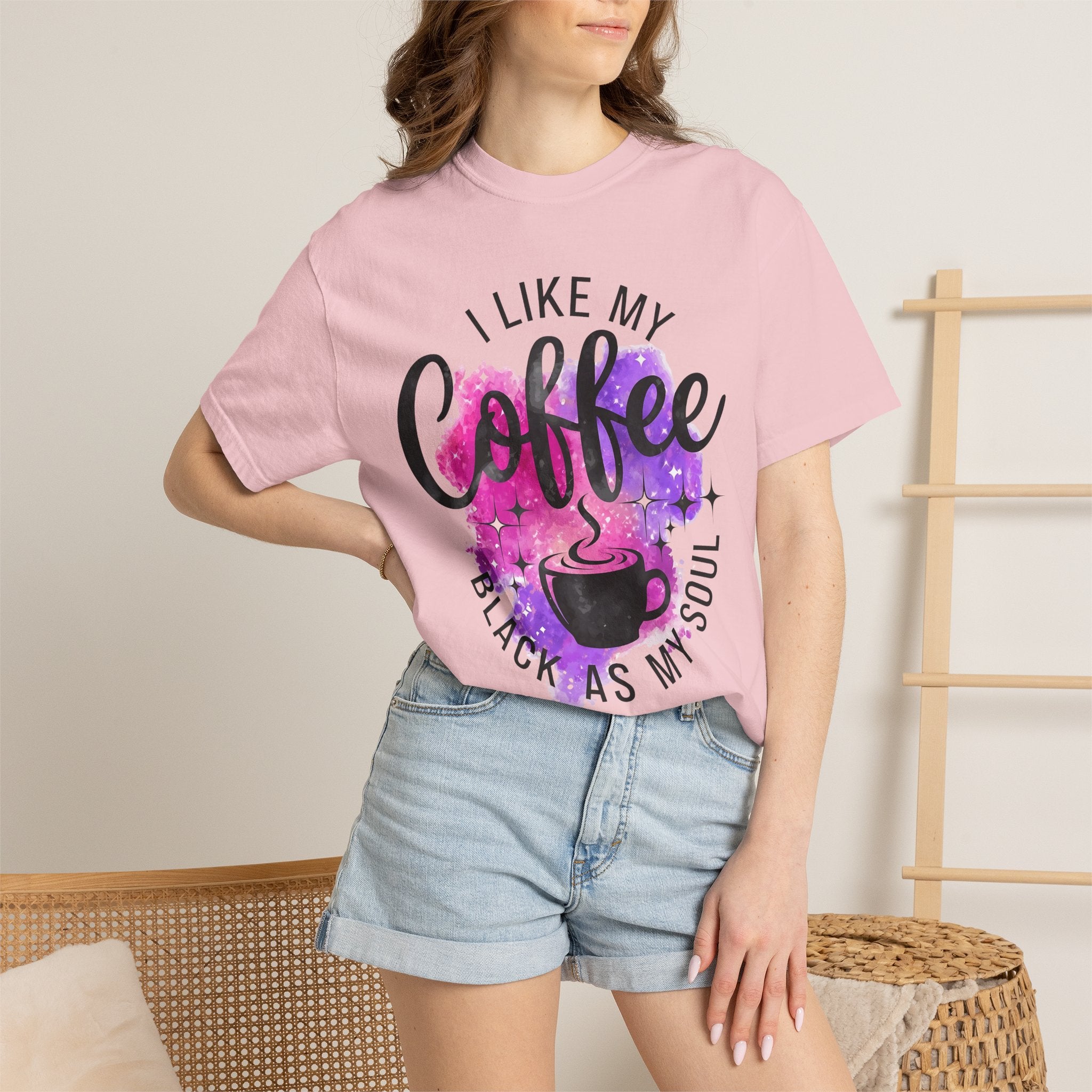 I Like My Coffee Black As My Soul T-Shirt — Funny Coffee Quote Tee