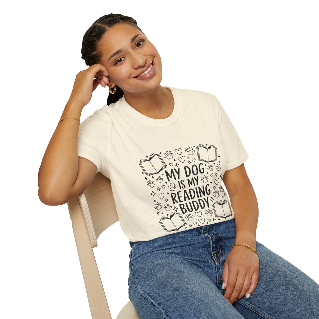 My Dog Is My Reading Buddy T-Shirt — Cute Book Lover & Dog Mom Tee