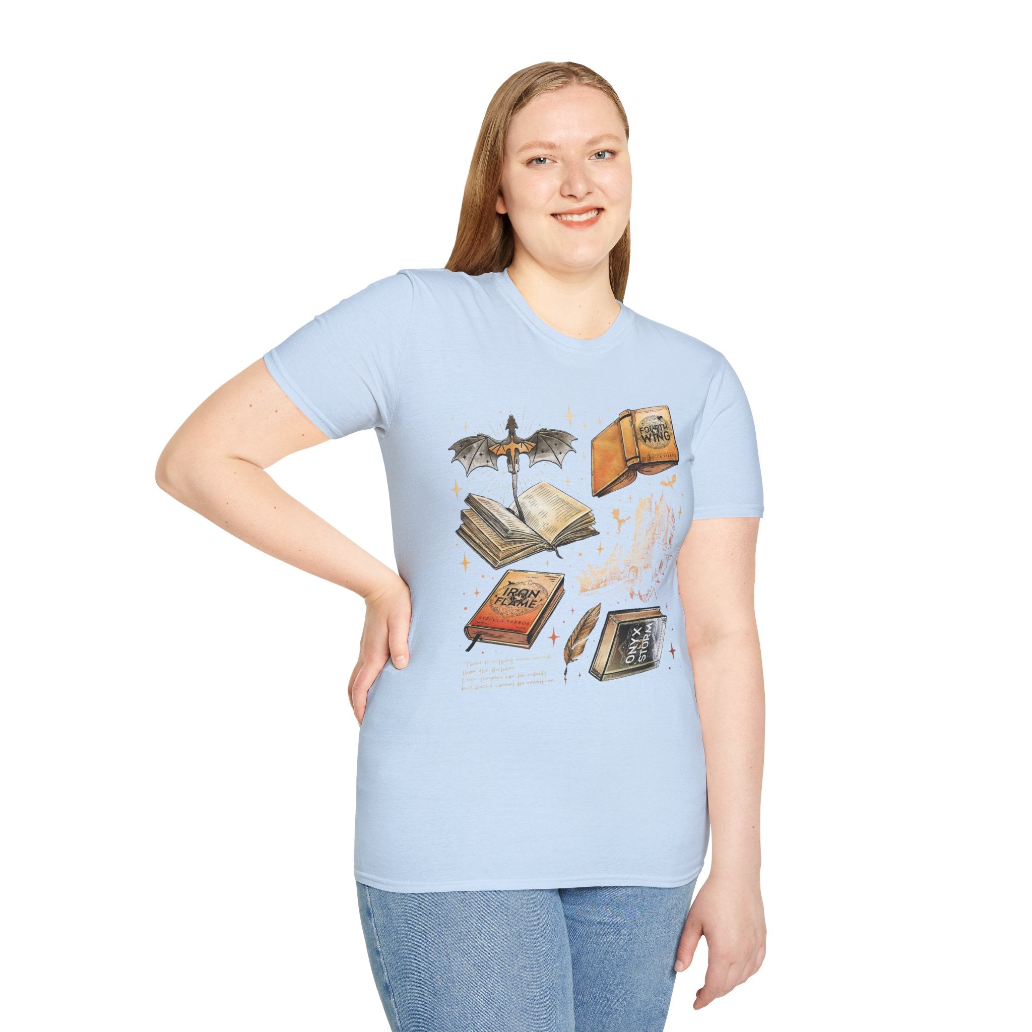 Book Dragon T-Shirt — Vintage Magical Books & Bat Illustration