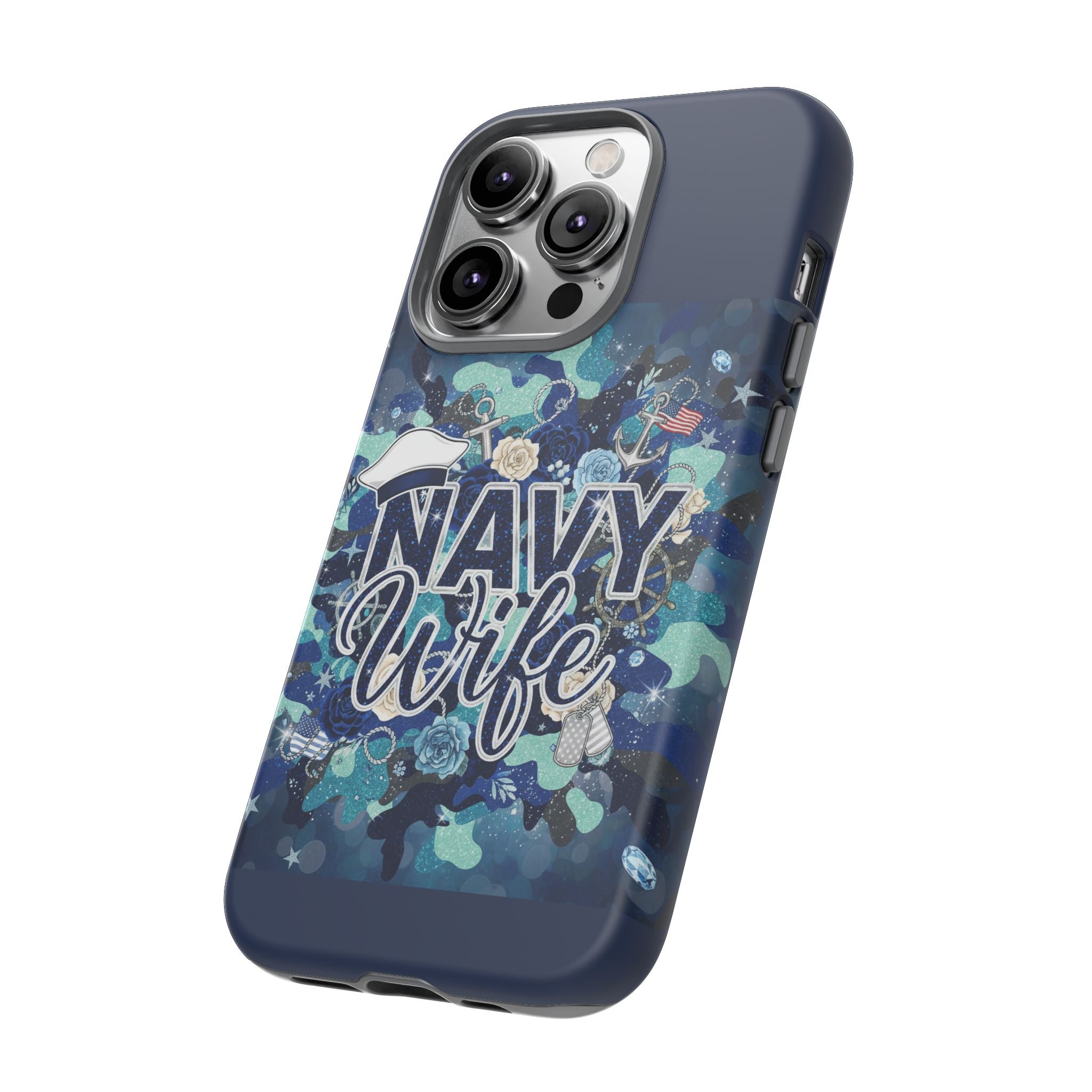 Navy Wife Tough Phone Case — Camouflage Military Tribute Protective Cover