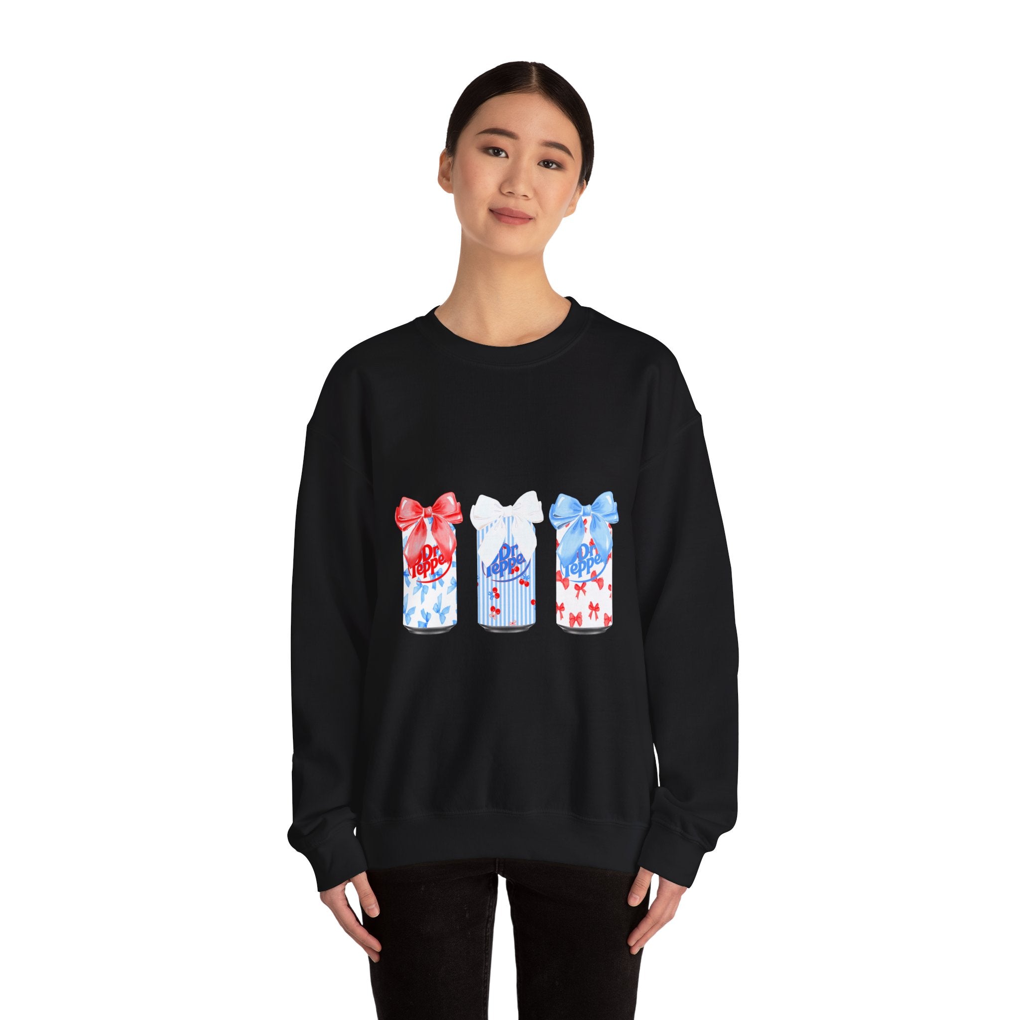 Patriotic Gift Candles Crewneck Sweatshirt – Red White Blue Ribbon Candle Trio