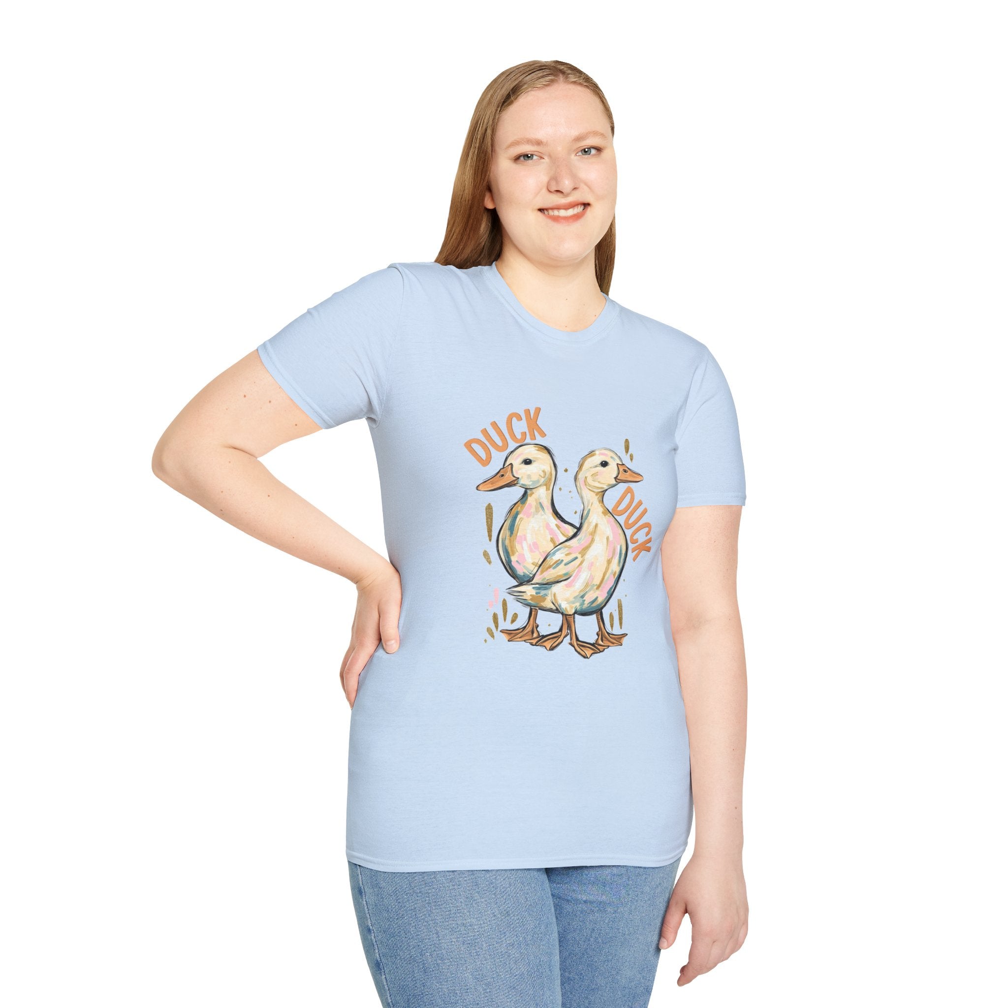 Double-sided Duck Duck Goose T-Shirt — Cute Pastel Duck & Goose Graphic Tee