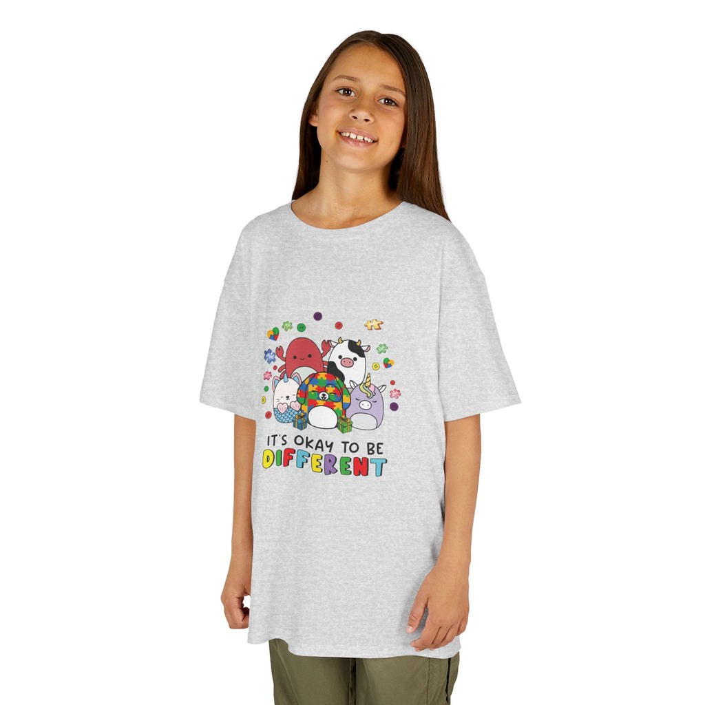 Kids Tee — "It's Okay to Be Different" Colorful Diversity Cartoon Shirt