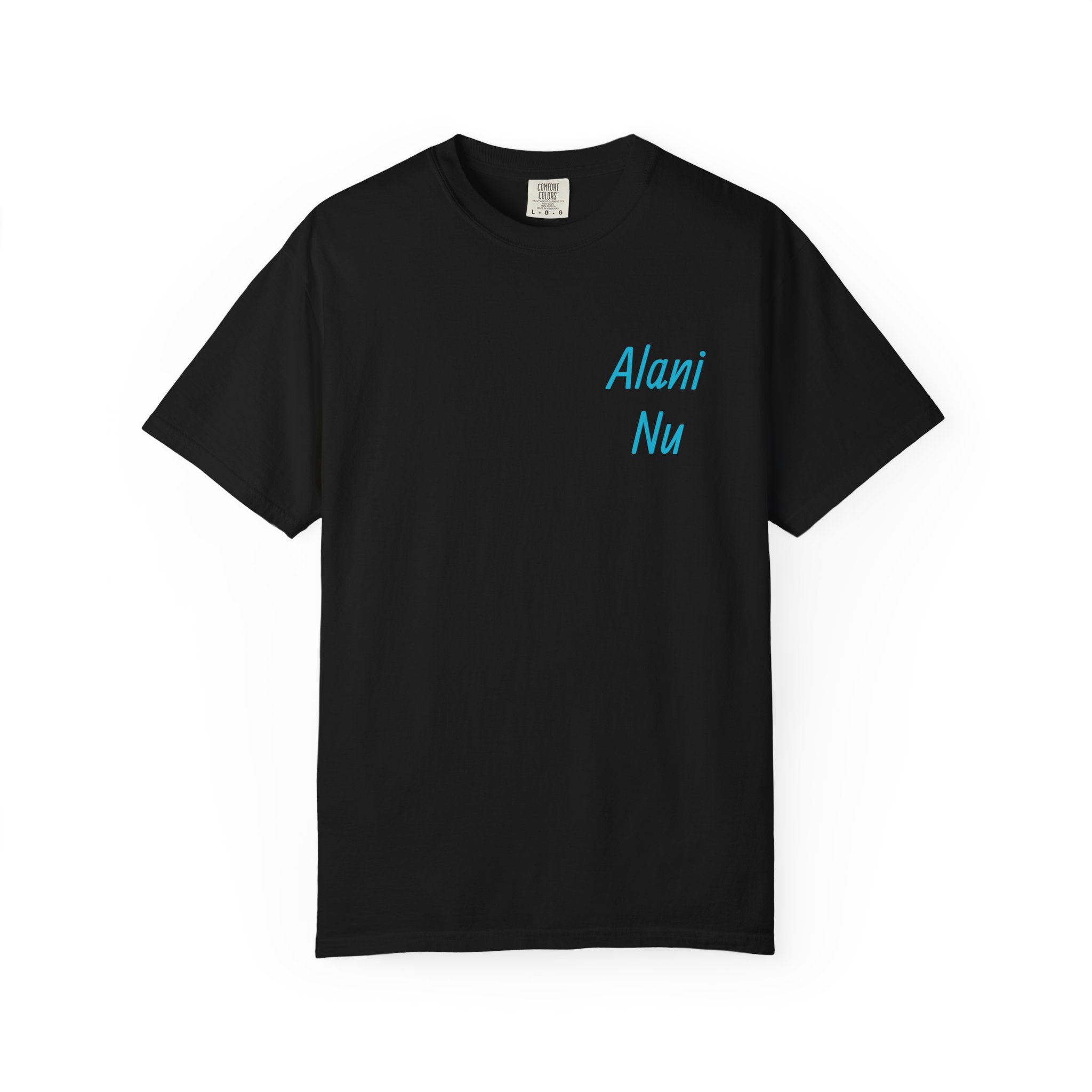 Good Vibes Graphic T-Shirt — 'Alani Nu' Chest Text, Pink Disco Back Design