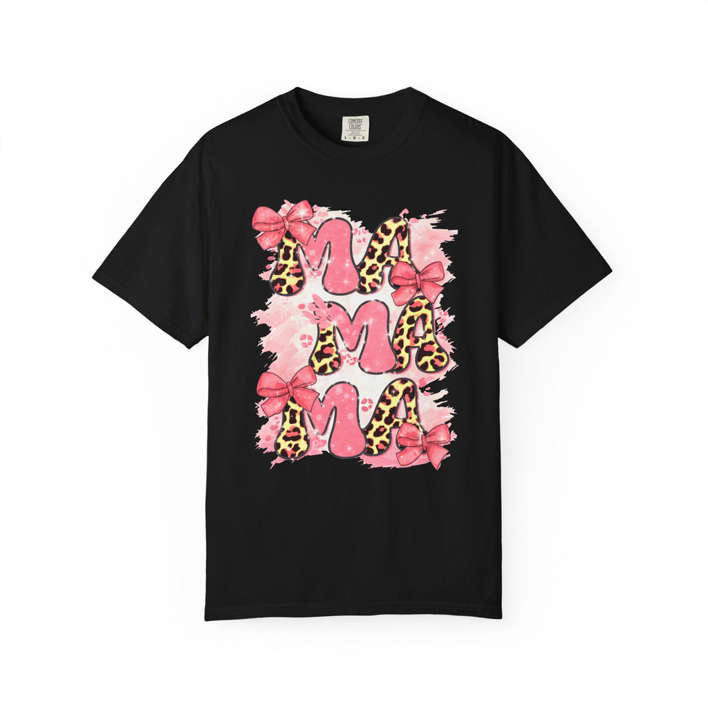 Mama Leopard Floral T-Shirt — Pink Bow Mother's Day Tee