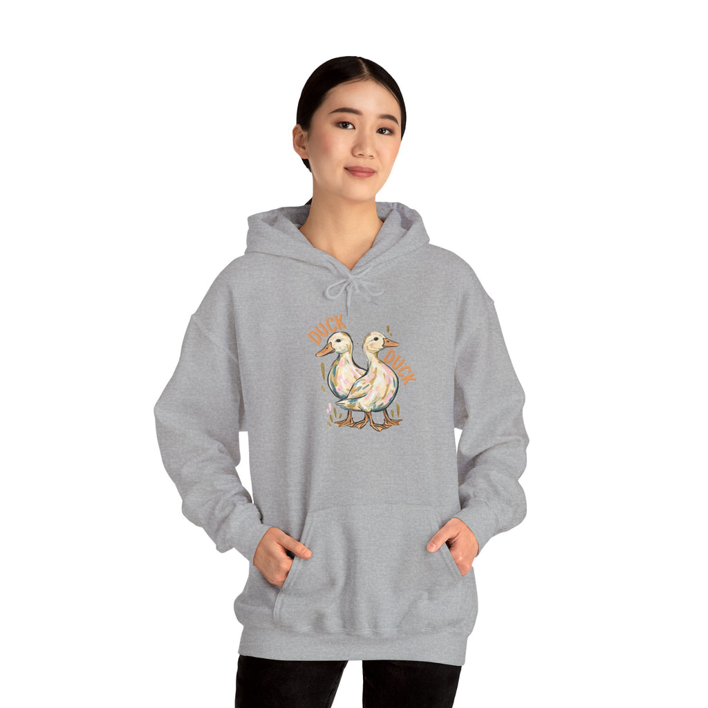 Duck & Goose Hoodie — Cute Waterfowl Graphic Pullover ("Duck Duck" Front, "Goose" Back)
