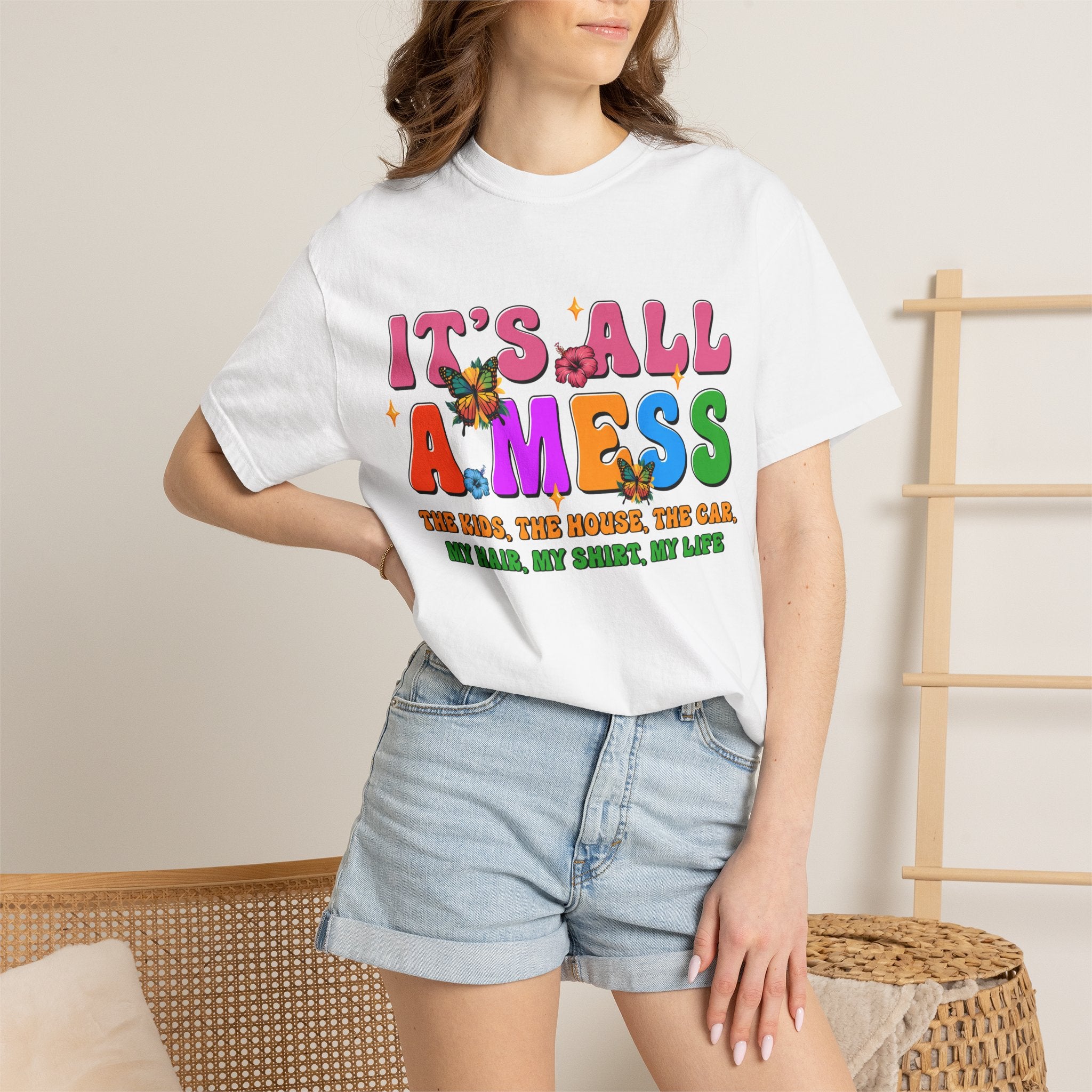 It's All a Mess T-Shirt — Retro Colorful Mom Life Tee
