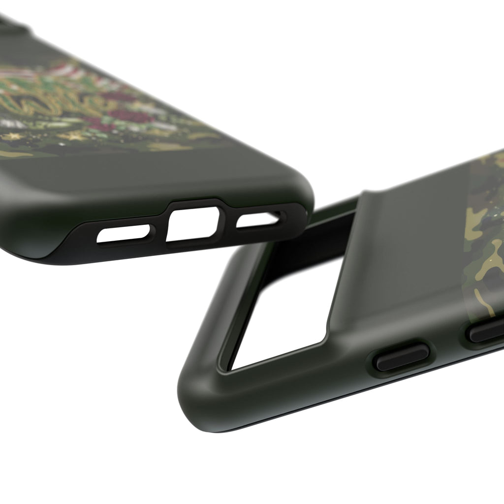 Army Wife Tough Phone Case — Camo Flag Design with Roses