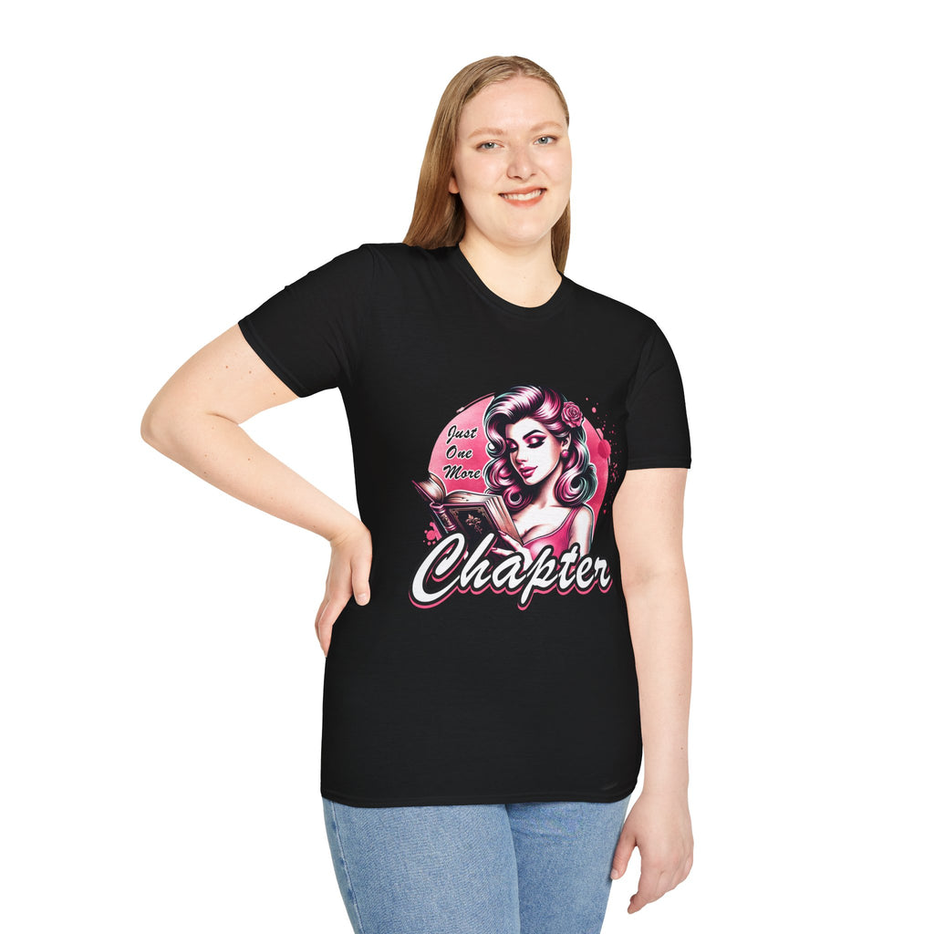 Chapter Reading Tee — Retro Pinup Woman 'Just One More Chapter' Book Lover T-Shirt
