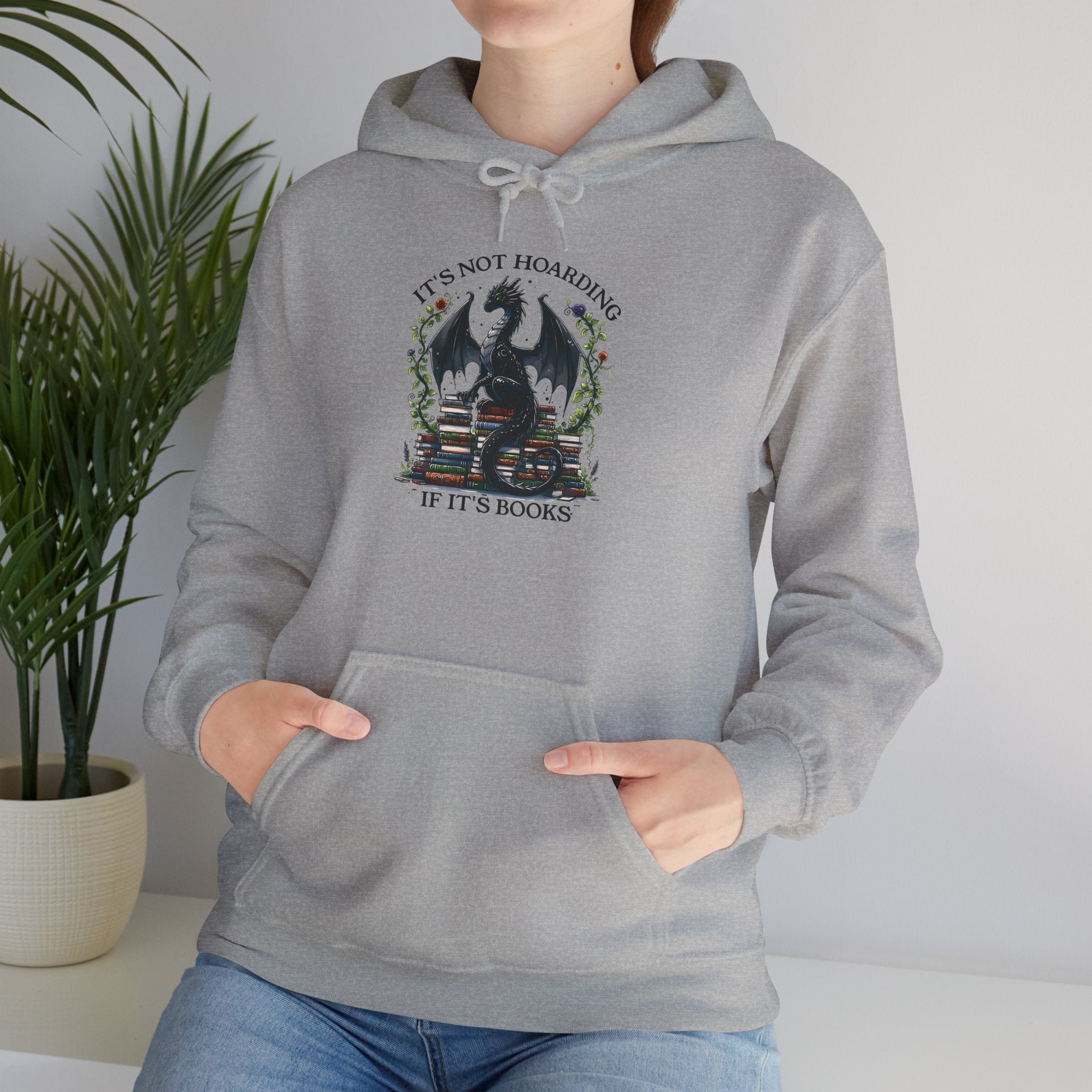 Hoodie — "It's Not Roaring if It's Books" Dragon Booklover Graphic Hoodie