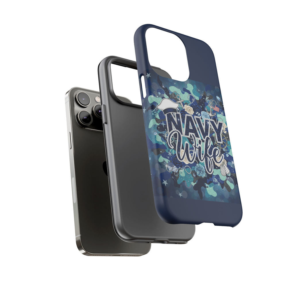Navy Wife Tough Phone Case — Camouflage Military Tribute Protective Cover