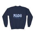 Youth Crewneck Sweatshirt — "Made for More" Floral Script Youth Sweatshirt