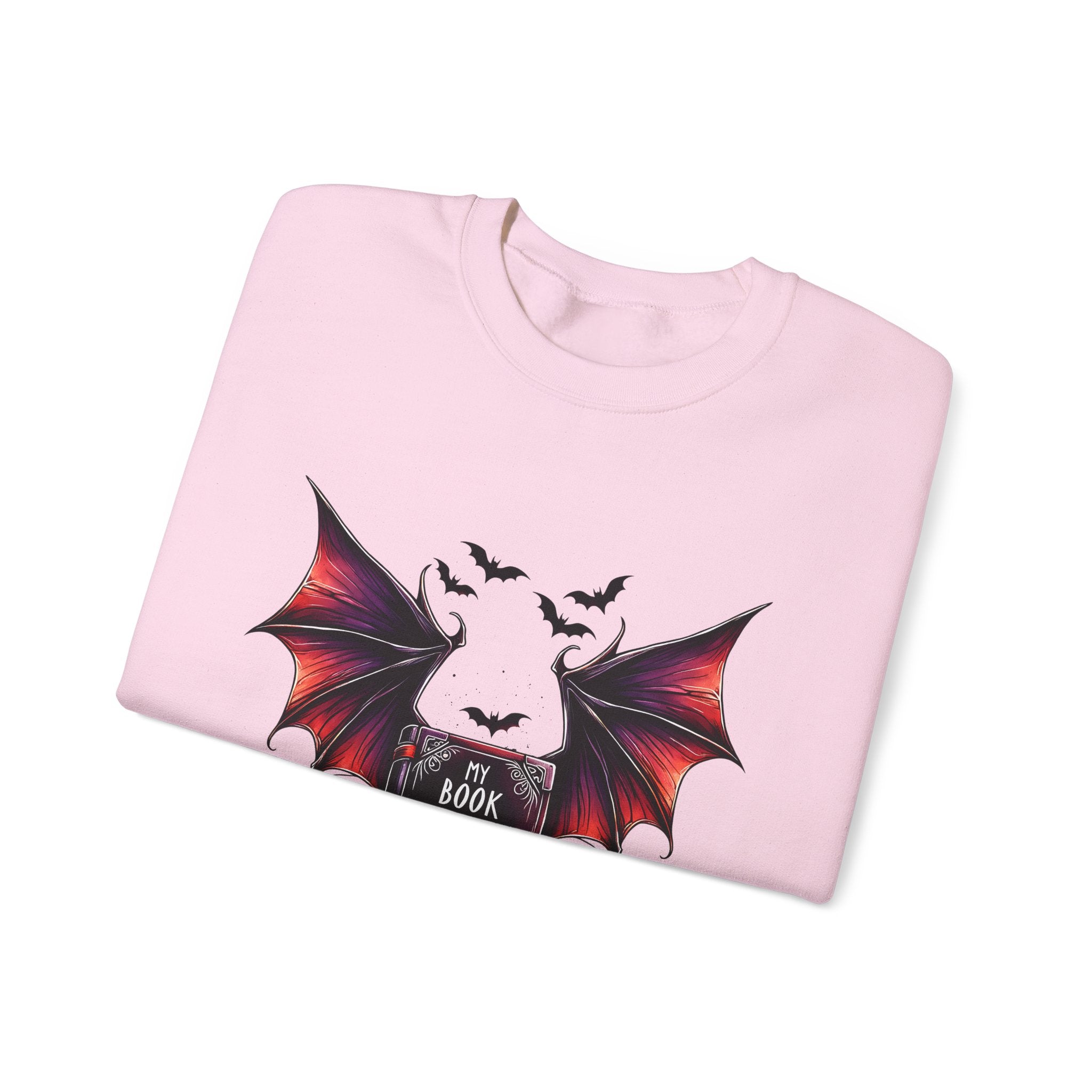 Bat Wings Book Lover Sweatshirt – "My Book Boyfriend Has Wings" Gothic Reading Crewneck