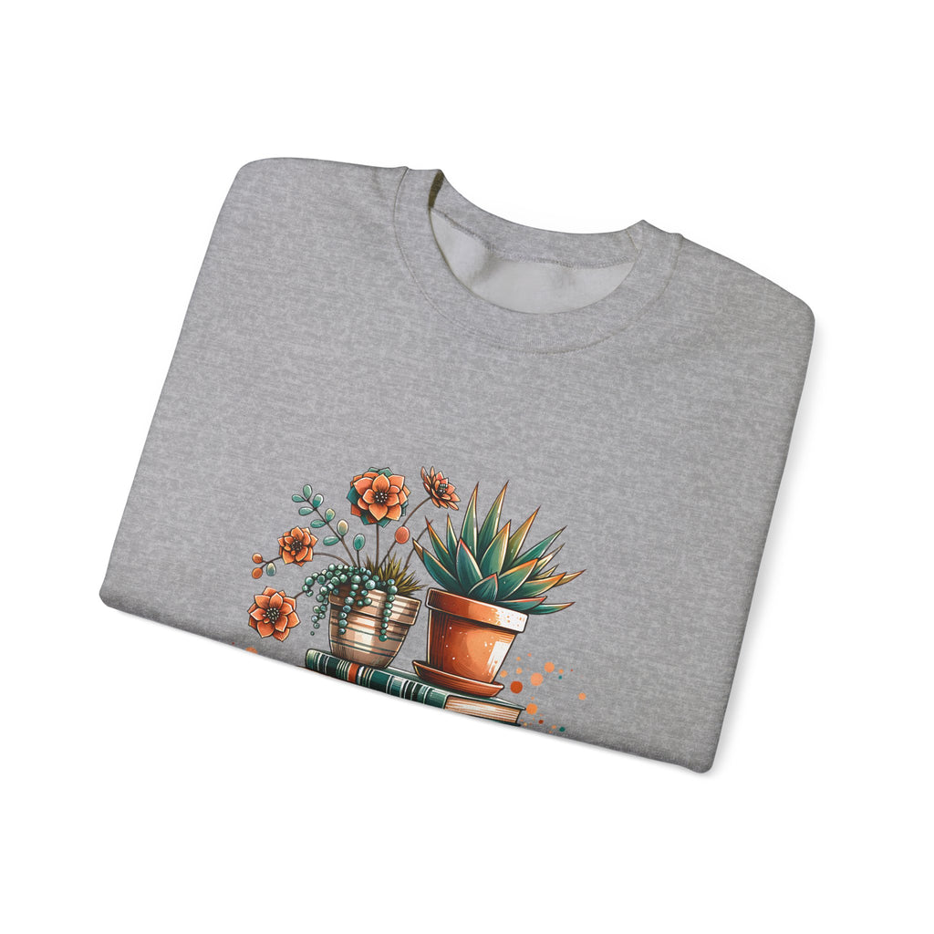 Booklover Sweatshirt — “Just a Girl Who Loves Books” Floral Plants & Stacks Crewneck