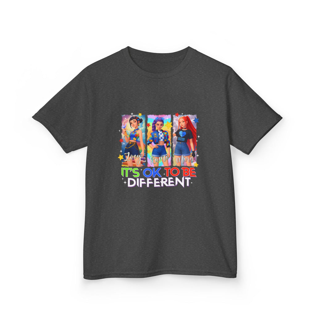 Kids Tee — "It's OK to Be Different" Colorful Pride Graphic