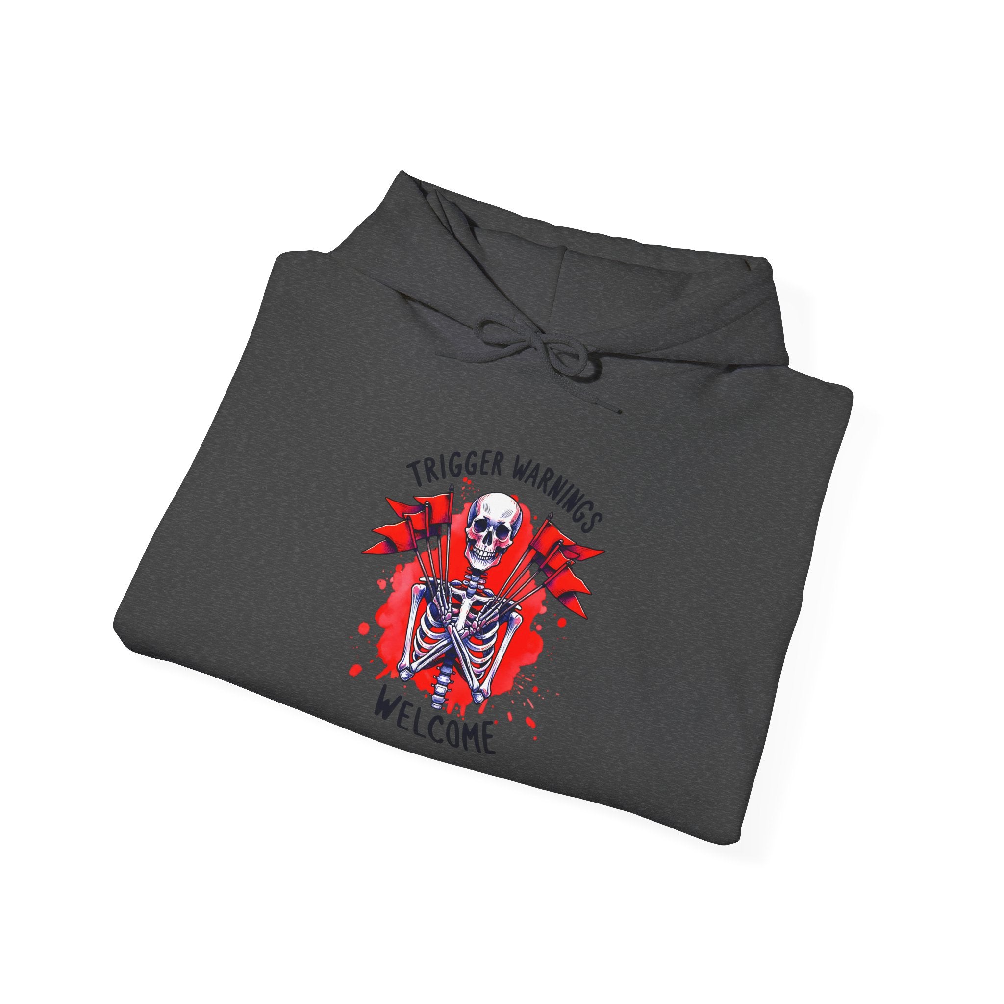 Trigger Warning Skeleton Hoodie - Edgy Skull Graphic Pullover