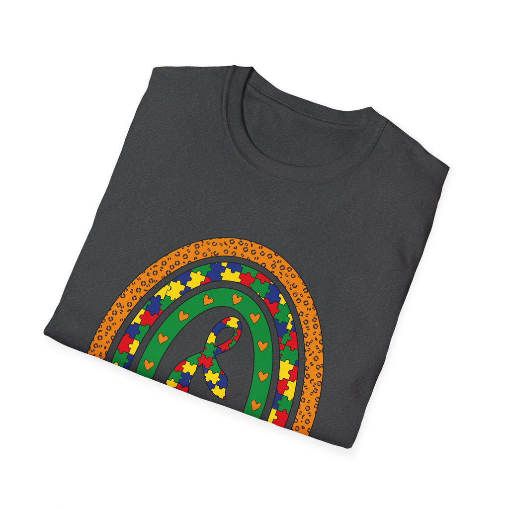 Autism Awareness T-Shirt — Colorful Puzzle Ribbon Rainbow Tee