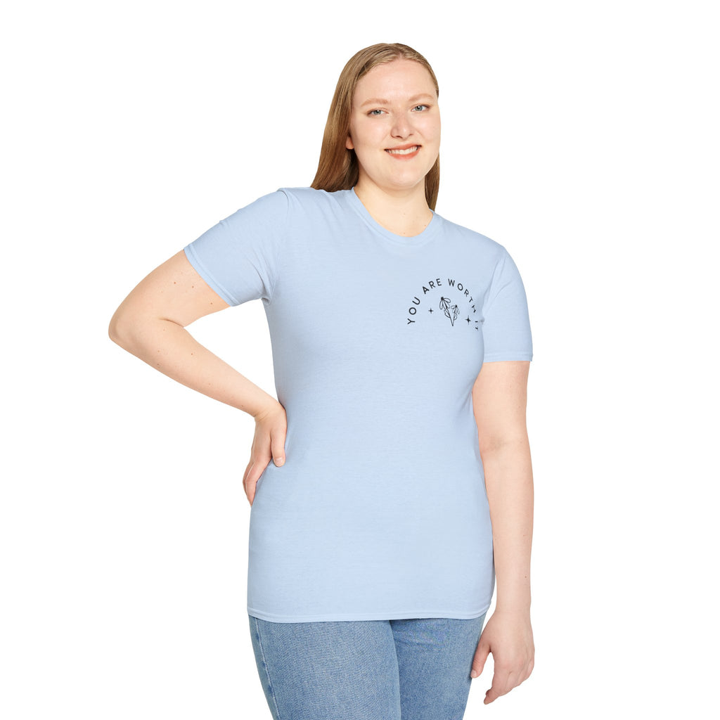 You Are Worth It T-Shirt — Floral Jar Self-Love Tee