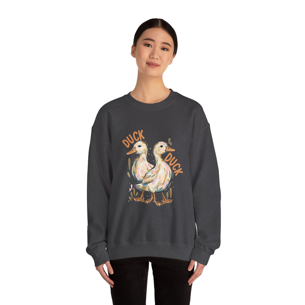Double-sided Duck Duck Goose Crewneck Sweatshirt – Cute Watercolor Ducks Graphic