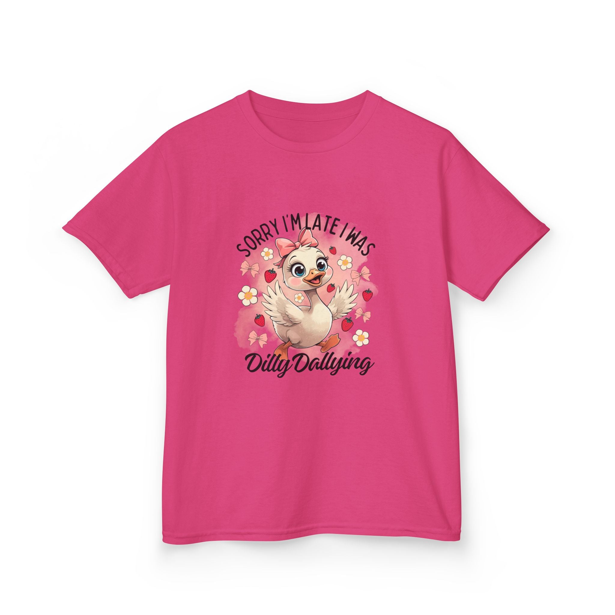 Kids Tee — "Sorry I’m Late I Was Dilly Dallying" Cute Sloth Floral Graphic