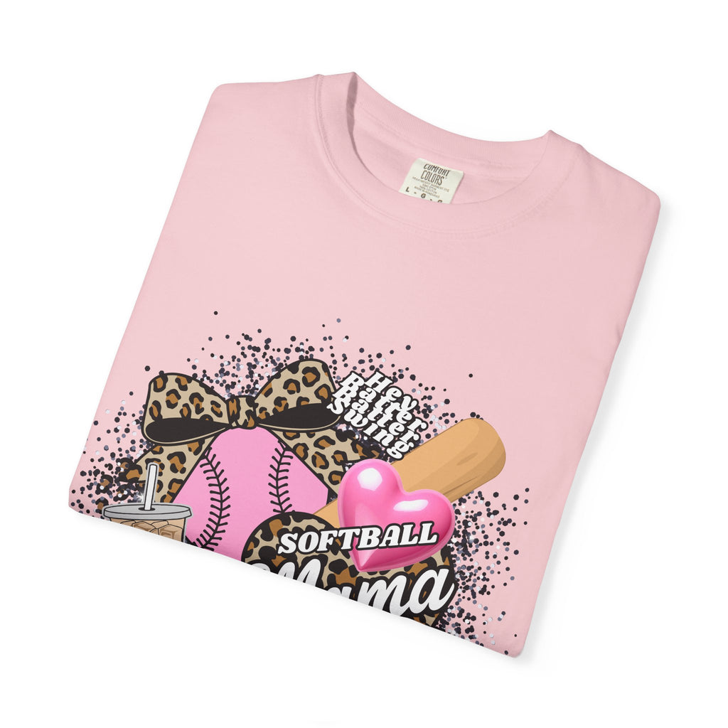 Softball Mama T-Shirt — Pink Bat & Ball Graphic for Proud Softball Moms