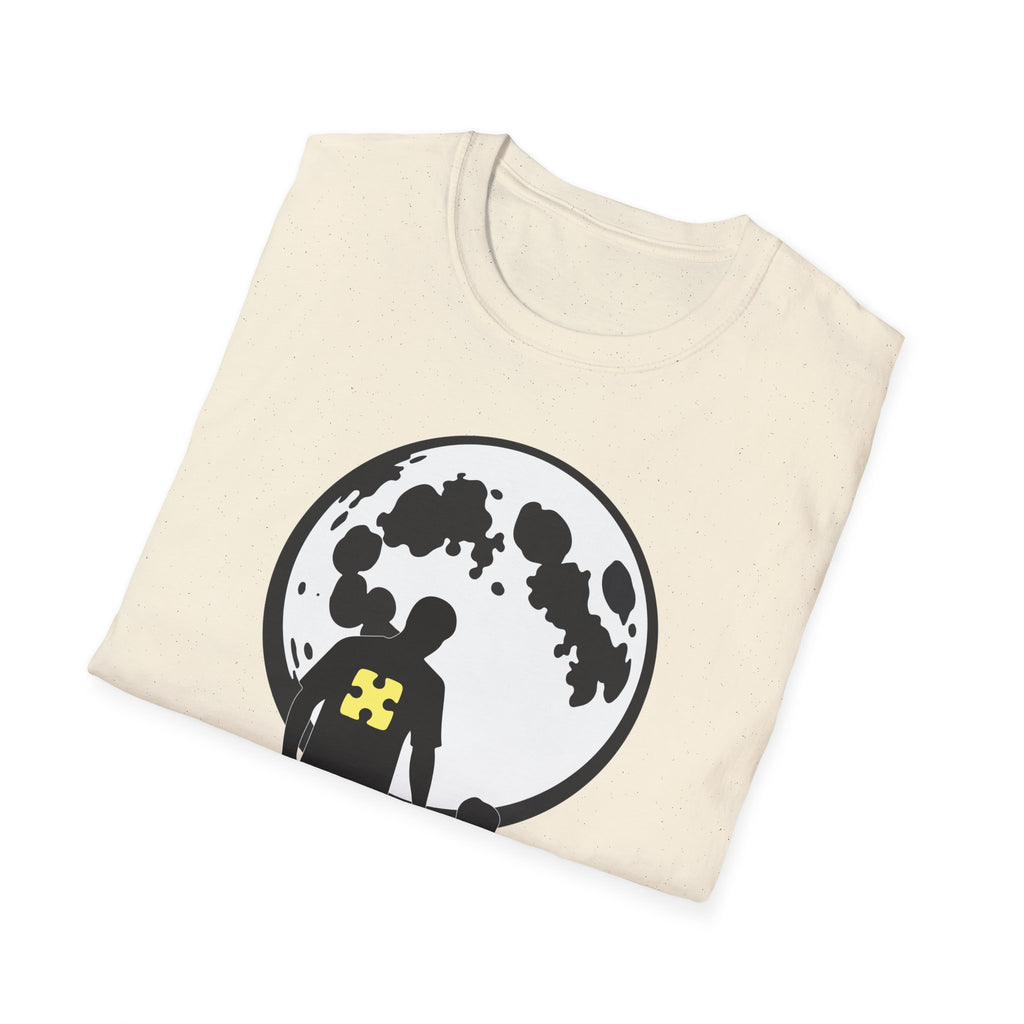 Moonwalk Father & Son T‑Shirt — Silhouette with Moon & Yellow Patch