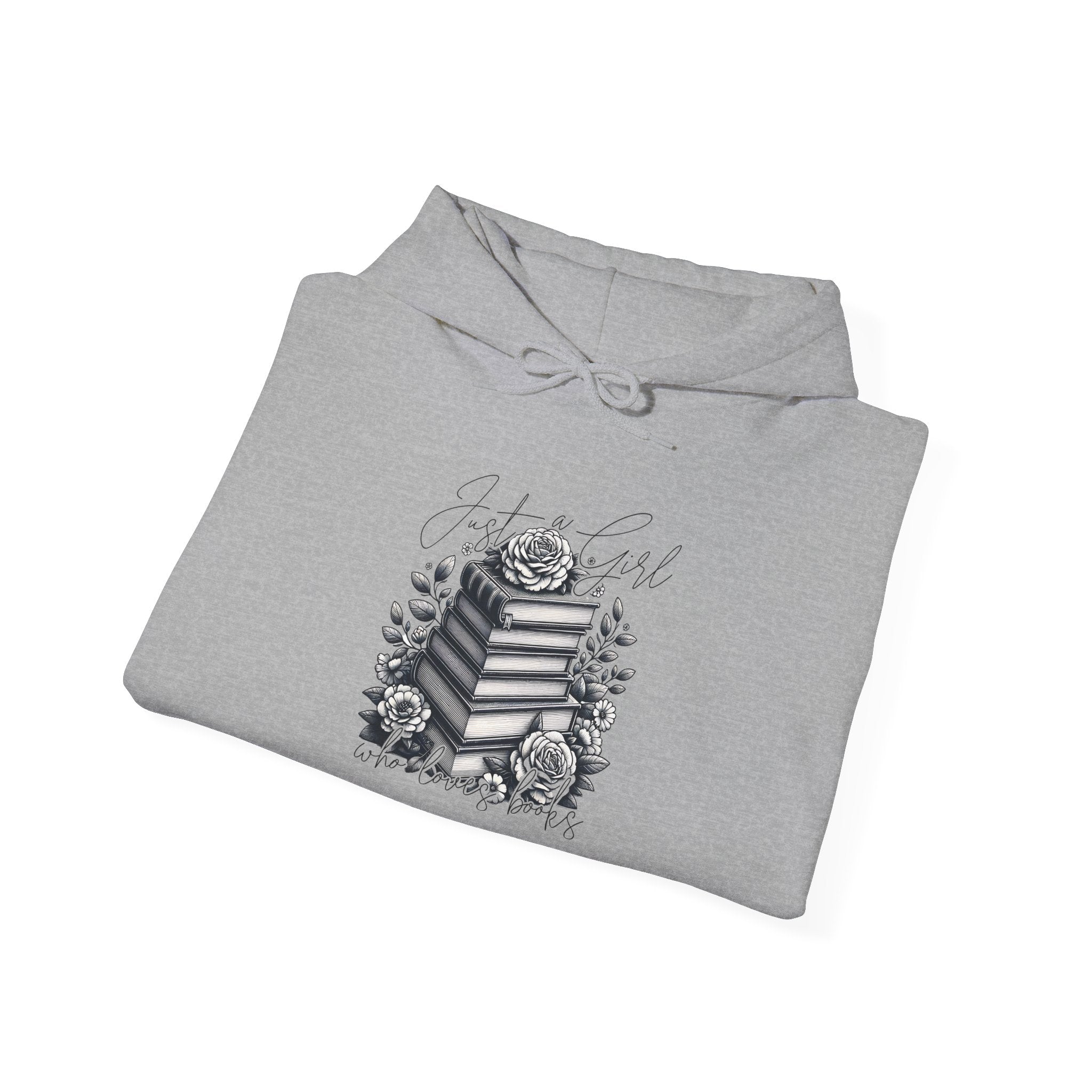 Vintage Stacked Books & Roses Hoodie — Literary Gothic Booklover Sweatshirt