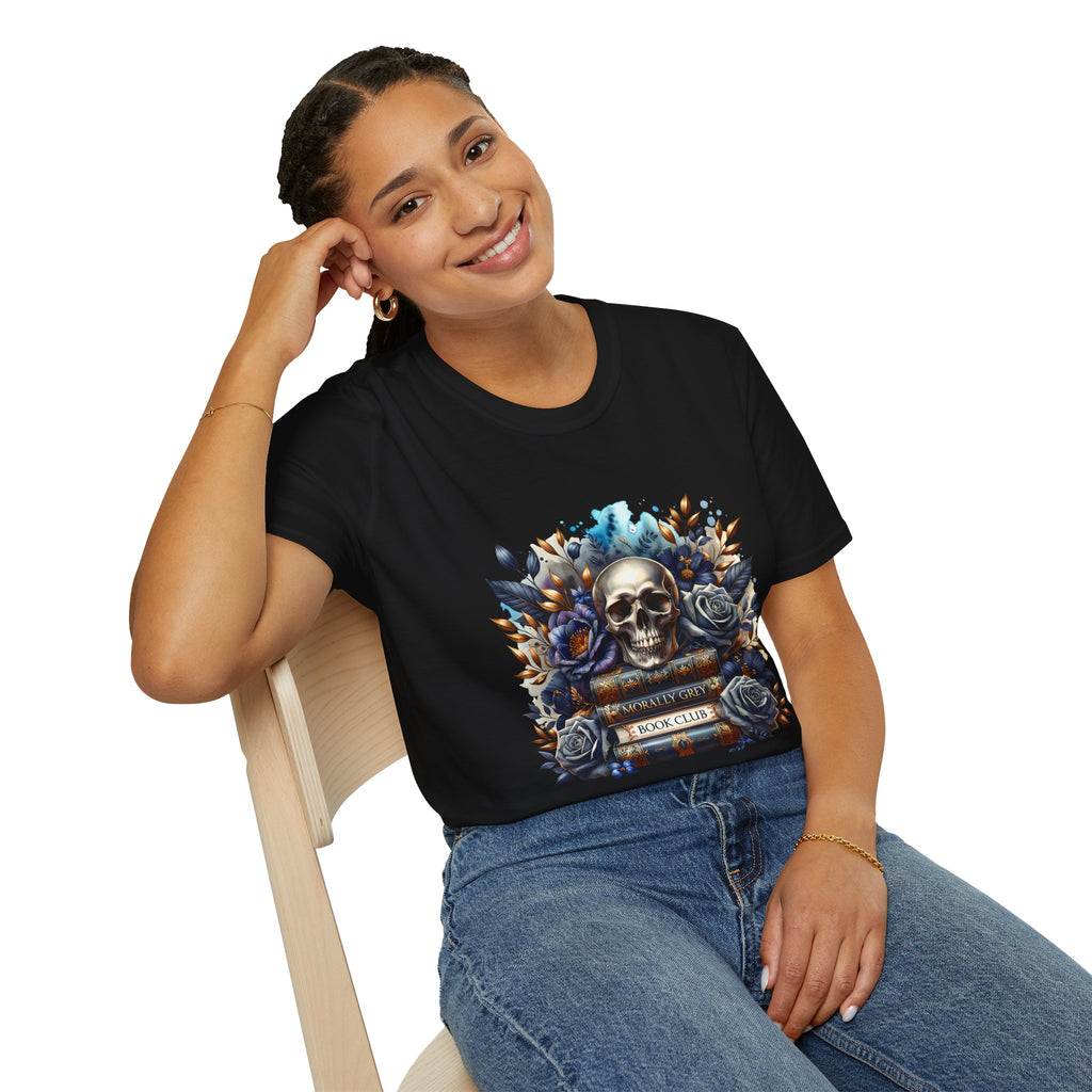 Skull & Roses Book Club T-Shirt — Gothic Literary Graphic Tee