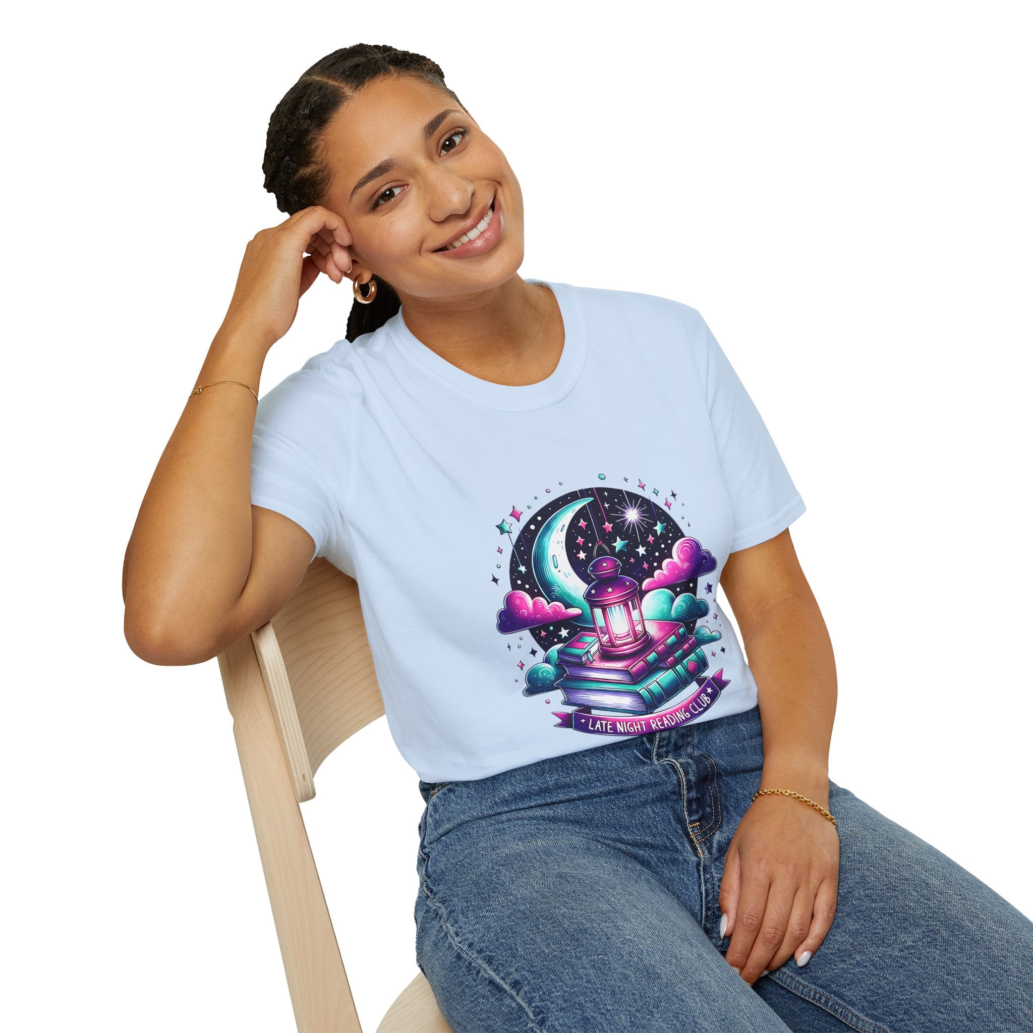 T-Shirt — Moonlit Books Lantern Design ("Let Your Dreams Guide")