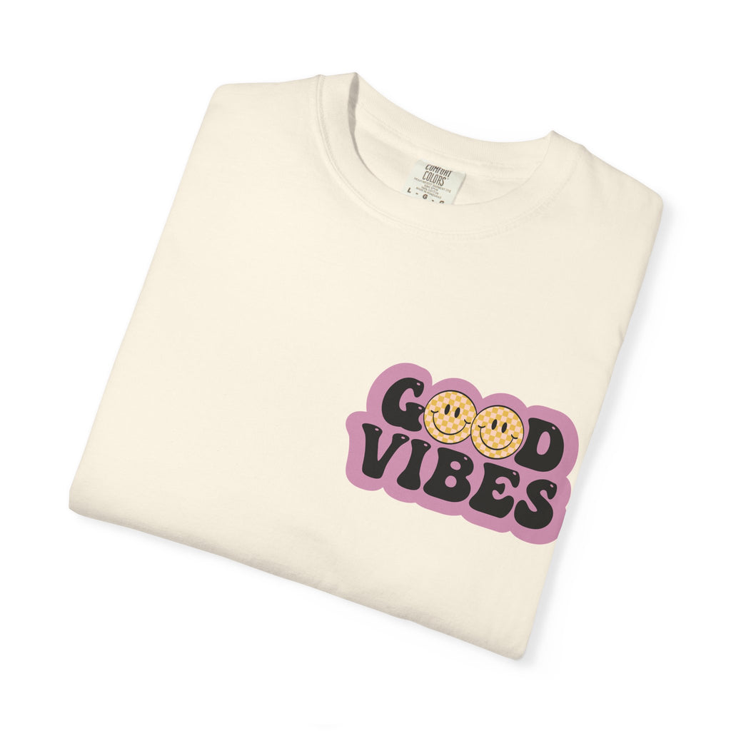 Good Vibes Retro Graphic T-Shirt — Free Spirit Smiley Desert Design