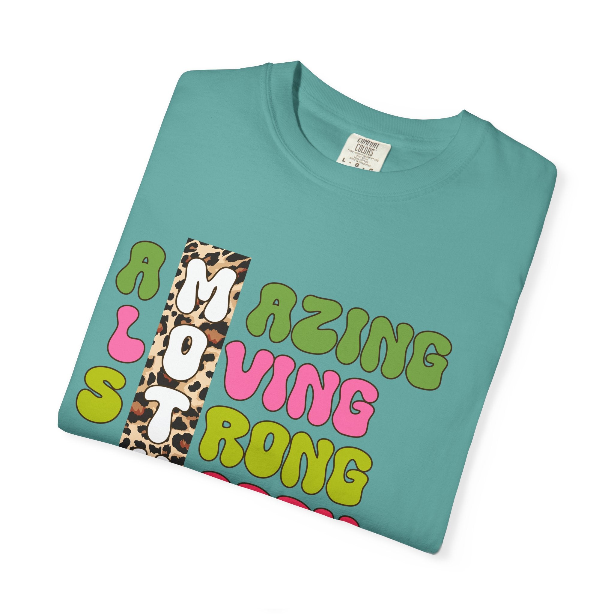 Mother Acrostic Graphic T-Shirt — Retro Bubble Letters & Leopard Accent