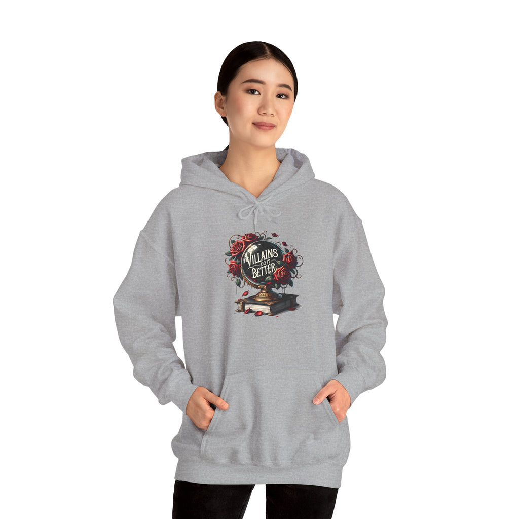 Villains Are Better Hoodie — Gothic Book & Rose Graphic Sweatshirt