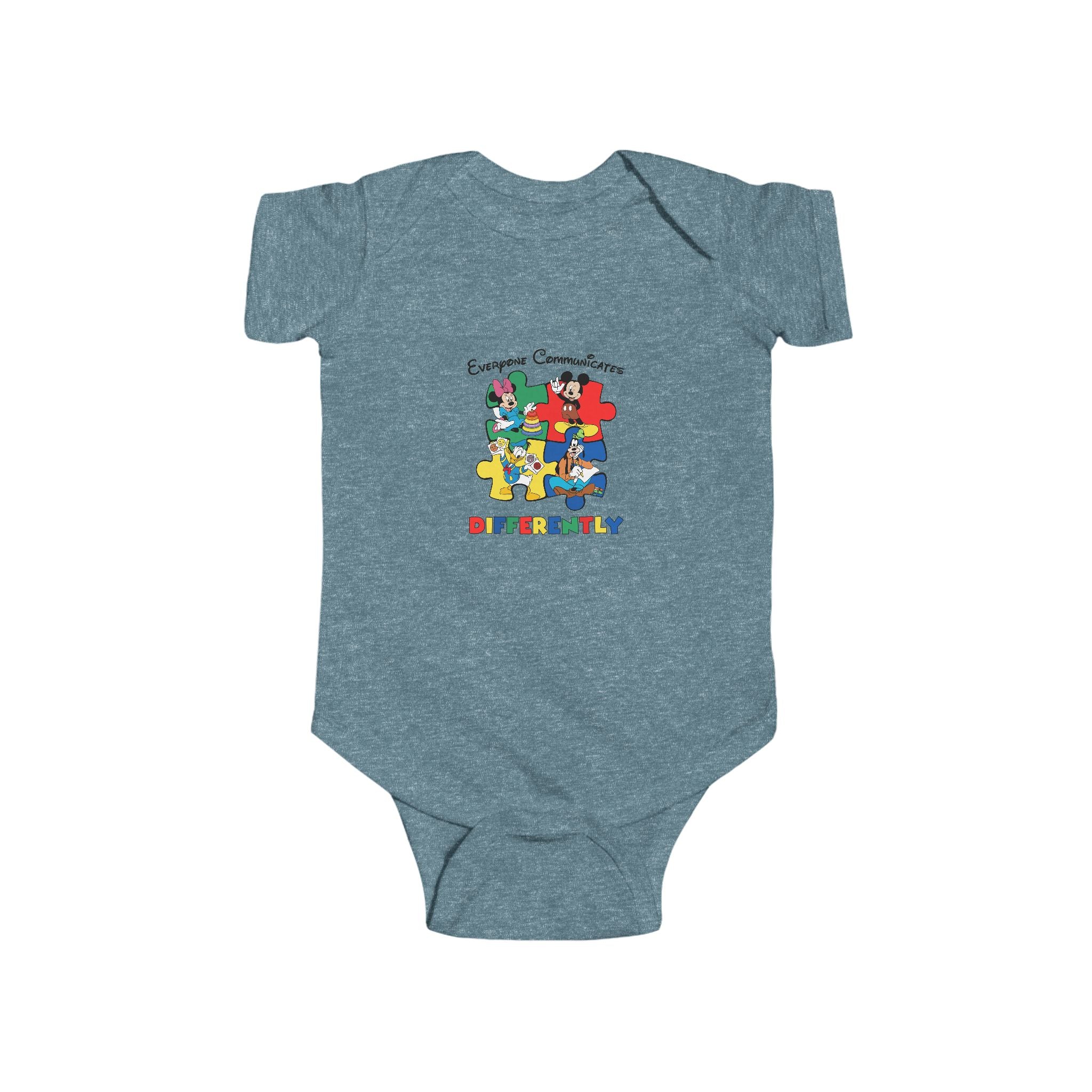 Autism Awareness Infant Bodysuit - Everyone Connects, Different Together Puzzle Design
