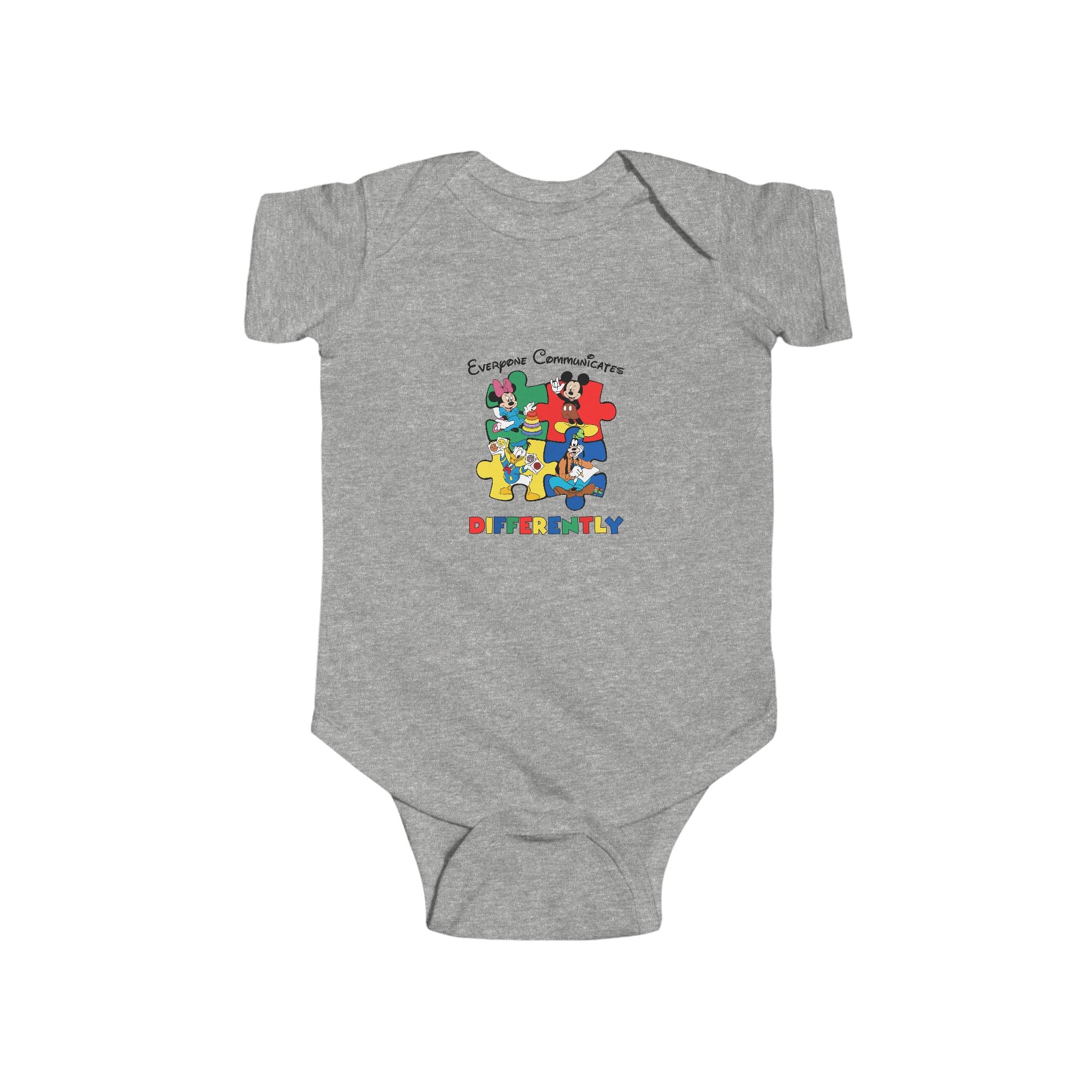 Autism Awareness Infant Bodysuit - Everyone Connects, Different Together Puzzle Design