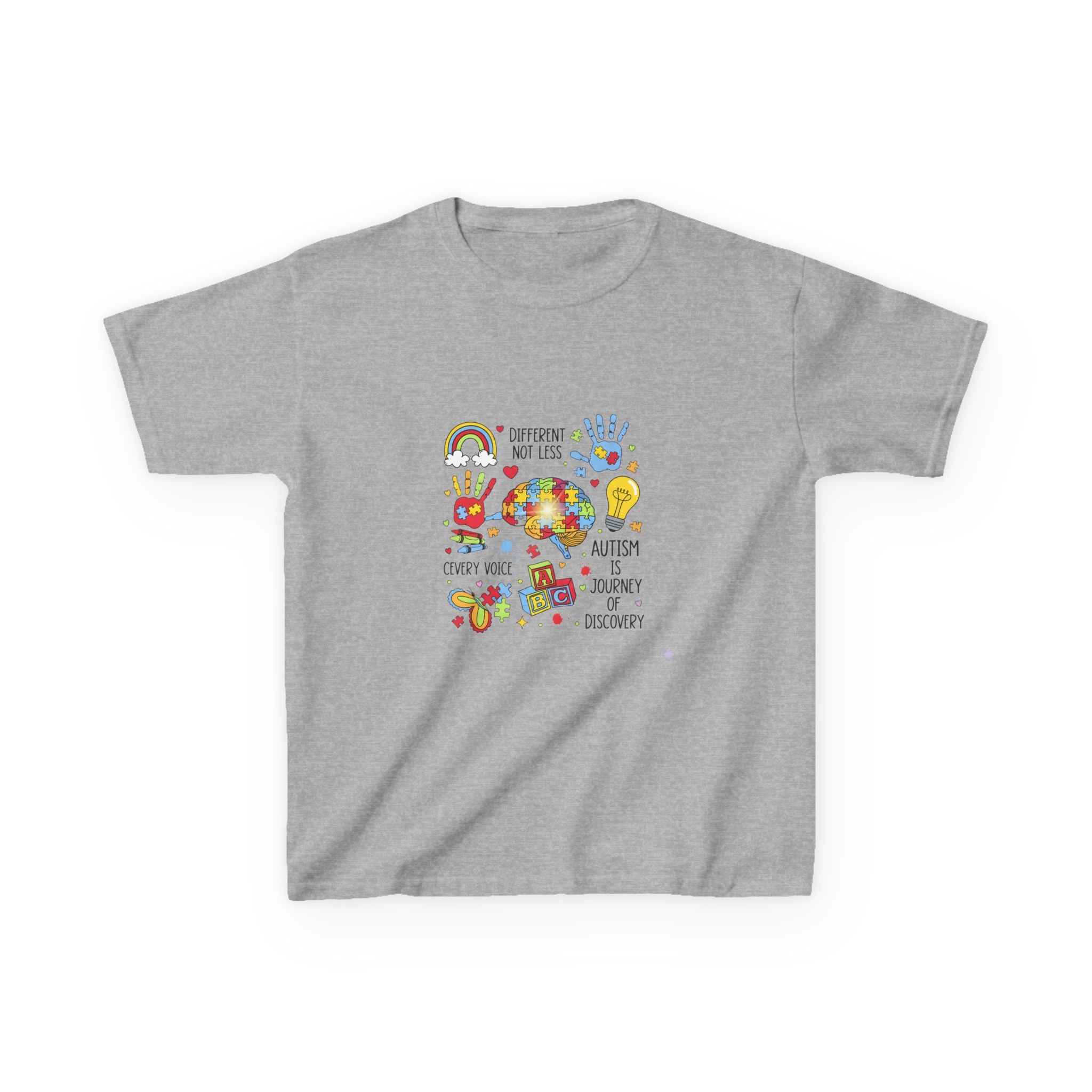 Autism Awareness Kids Tee — Colorful Puzzle Heart & Hands Design