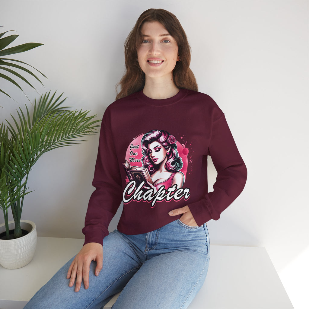 Chapter Reading Sweatshirt – Retro Pinup 'Just One More Chapter' Cozy Crewneck