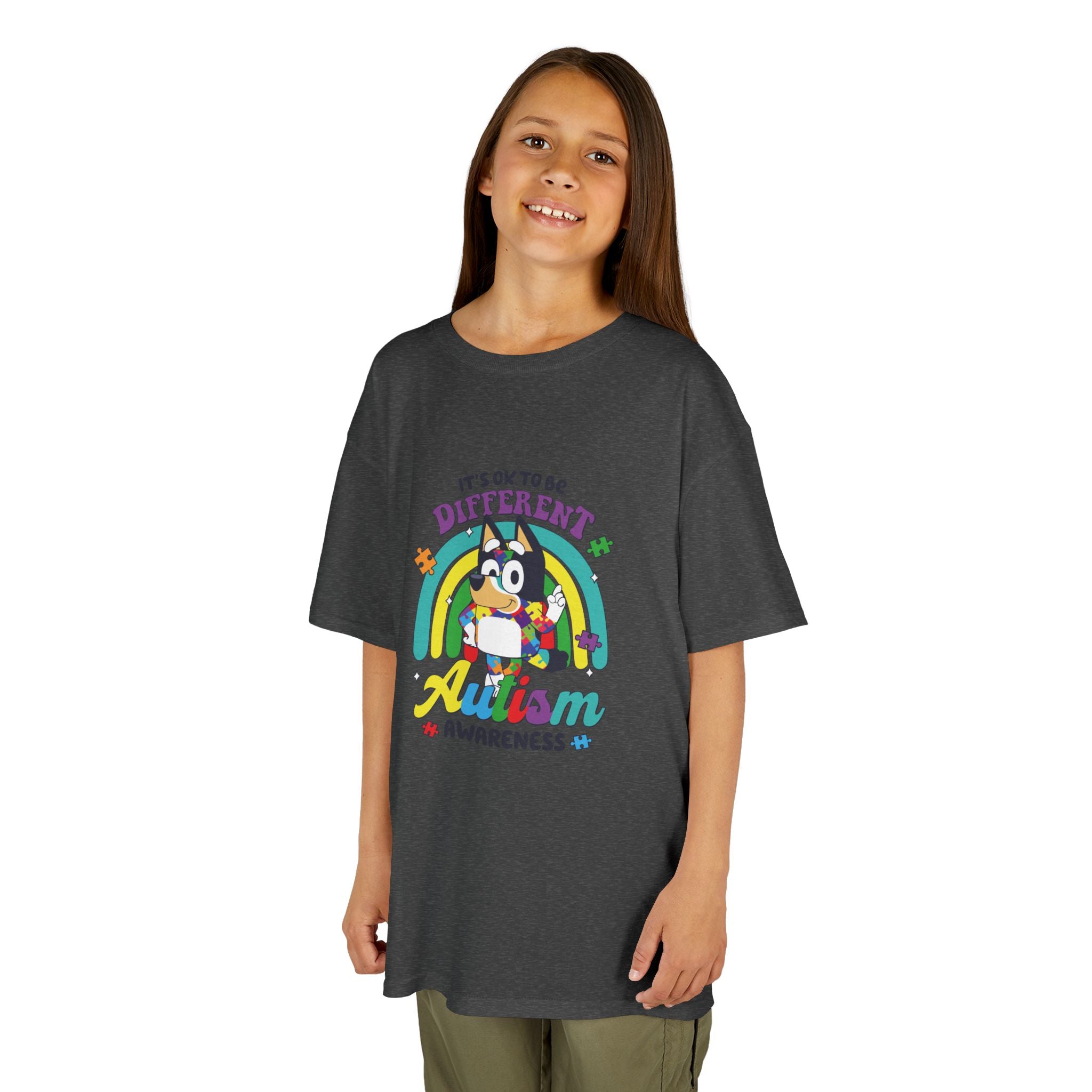 Kids Tee — "It's OK to Be Different" Autism Awareness Rainbow Shirt