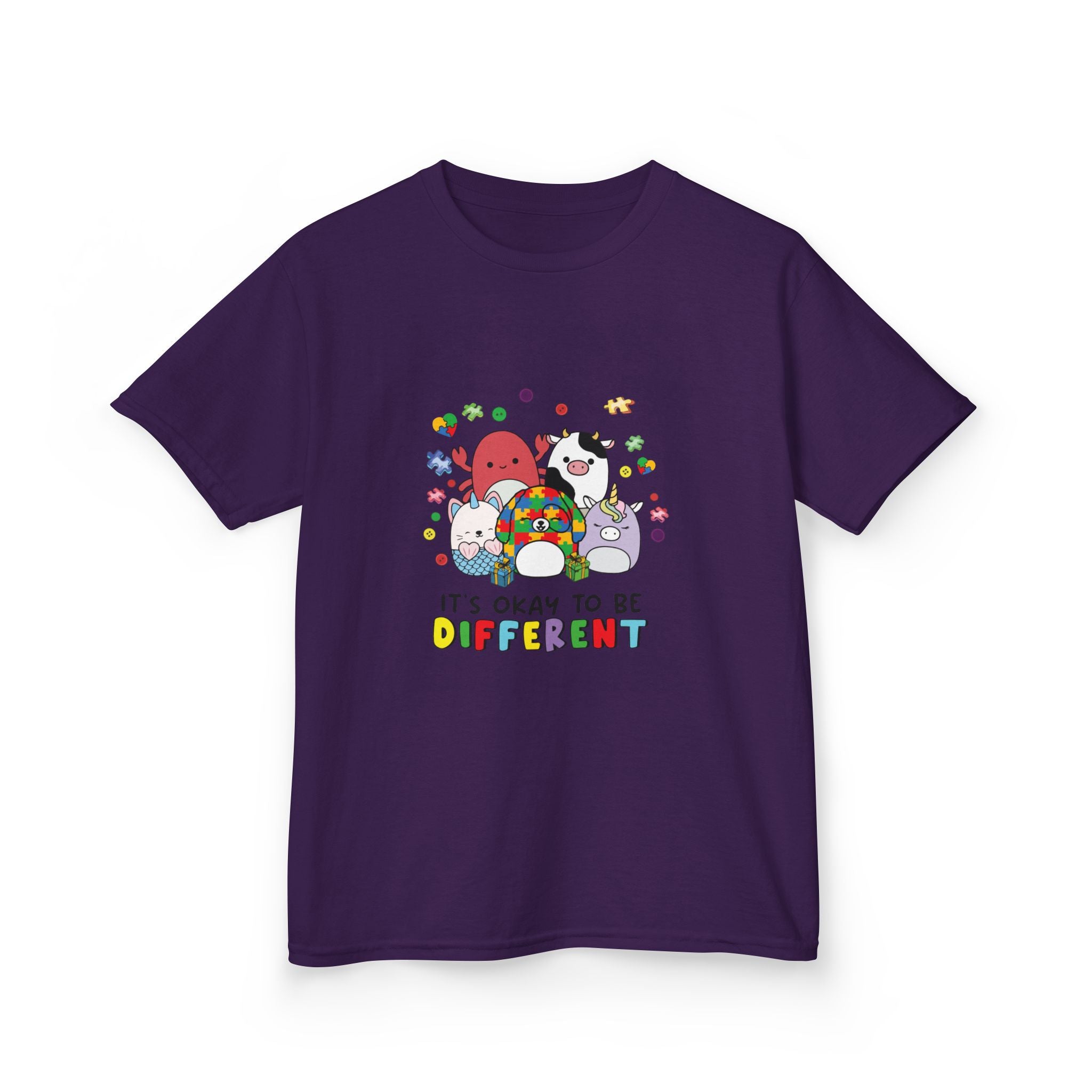 Kids Tee — "It's Okay to Be Different" Colorful Diversity Cartoon Shirt
